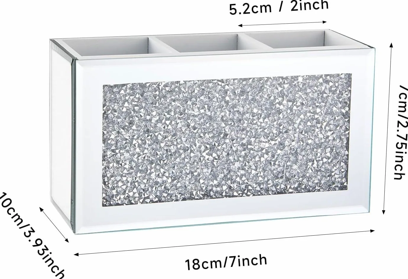 Organizer Trucchi Portatrucchi Porta Pennelli Per Trucco A 3 Slot Per Vanity Cosmetic Storage Organizer Vetrina Per Sopracciglia Con Eyeliner Con Diamanti Schiacciati Porta Trucchi Organizer Bagno
