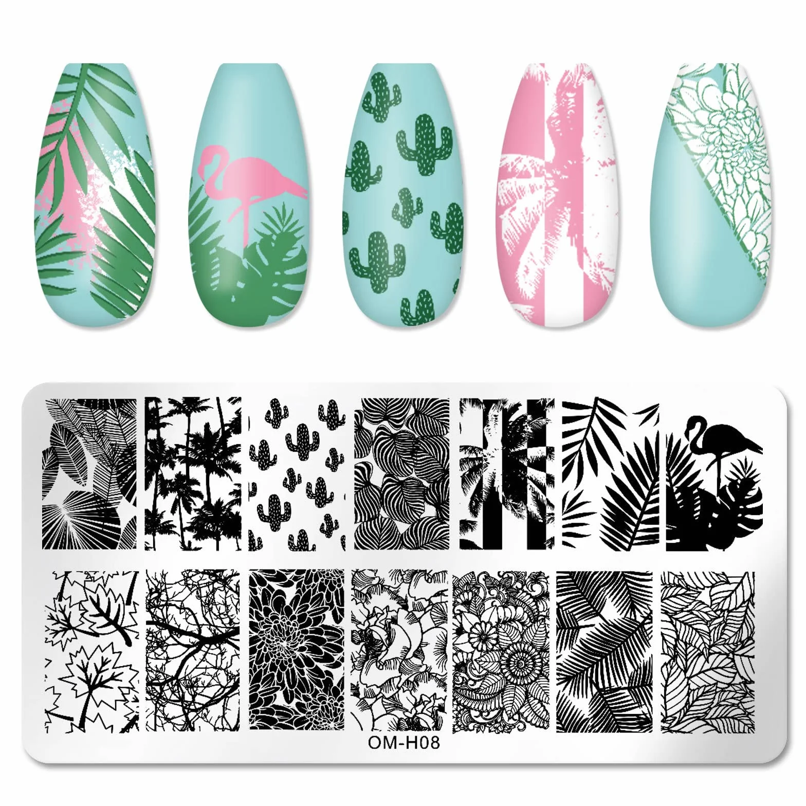 MWOOT 6 Pezzi Stamping Nail Art, Modelli Multipli per Stencil Unghie Nail Art, Unghie Piastre Manicure Nail Piastra, Unghie Timbro Scraper Piatti Templates per Decorazione Unghie