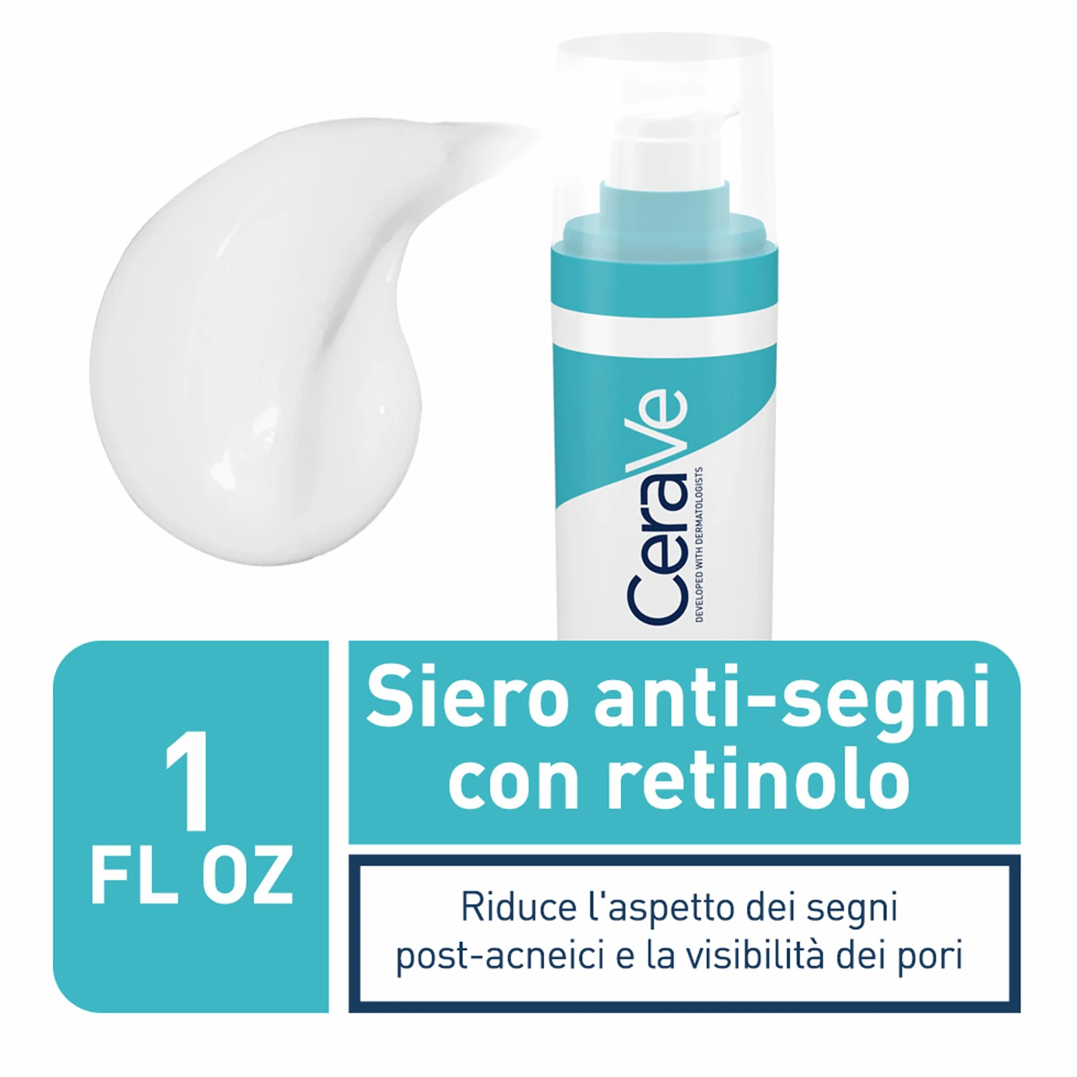 CeraVe Siero Anti-Segni con Retinolo, Per Segni Post-Imperfezioni e Pori Dilatati, Pelle Morbida e Levigata, Con Retinolo Incapsulato, Acido Ialuronico, Liquirizia, Ceramidi e Niacinamide, 30 ml
