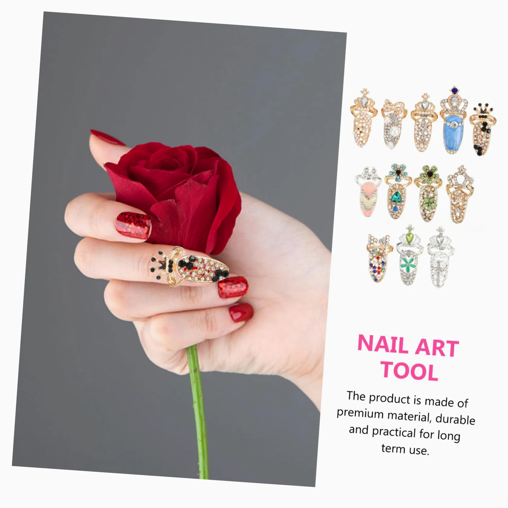 Mikinona Pz anello per unghie ordinare mini anelli per unghie mancia anelli pieni delle dita strass decorazioni unghie decorazioni per unghie Anello creativo gioielli per manicure lega