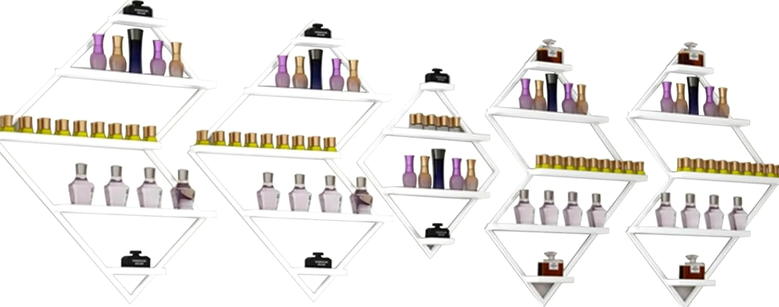 5 Confezioni di Porta Smalto in Metallo per Salone di Bellezza, Porta Smalto da Parete in Metallo Irregolare, Porta Trucchi, Rossetti, profumi, mensole da Parete per Centri Benessere, Centri