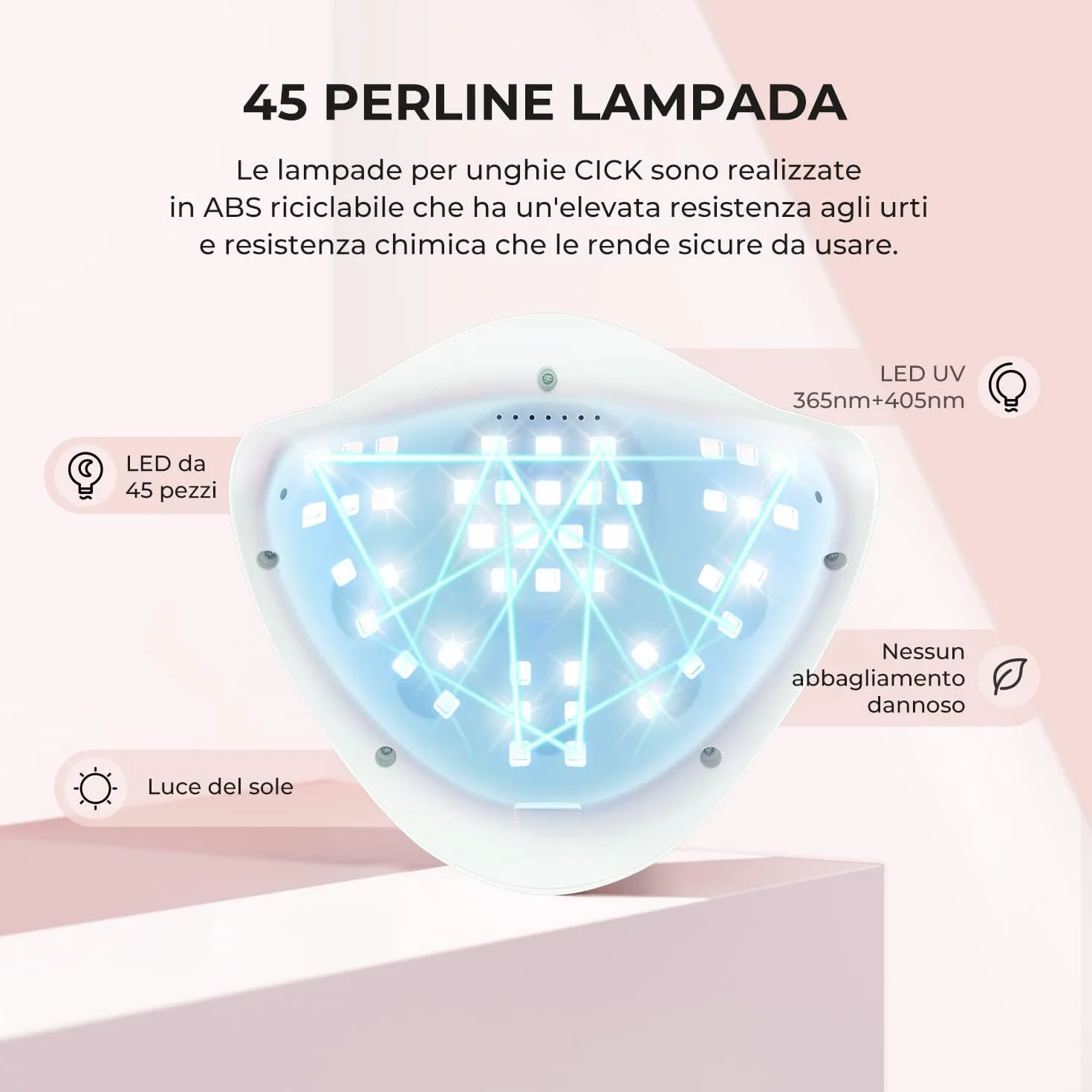 Lampada UV per Unghie 150W Portatile LED Asciuga Smalto Sensore Doppia Velocità 4 Timer Display LCD Fornetto Manicure Bianco