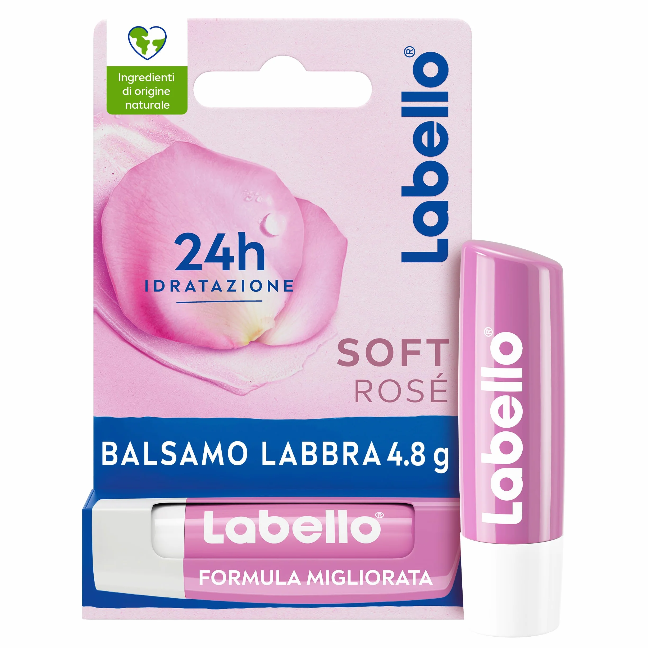 Labello Soft Rosé 4.8 g Balsamo labbra colorato con estratto di rosa
