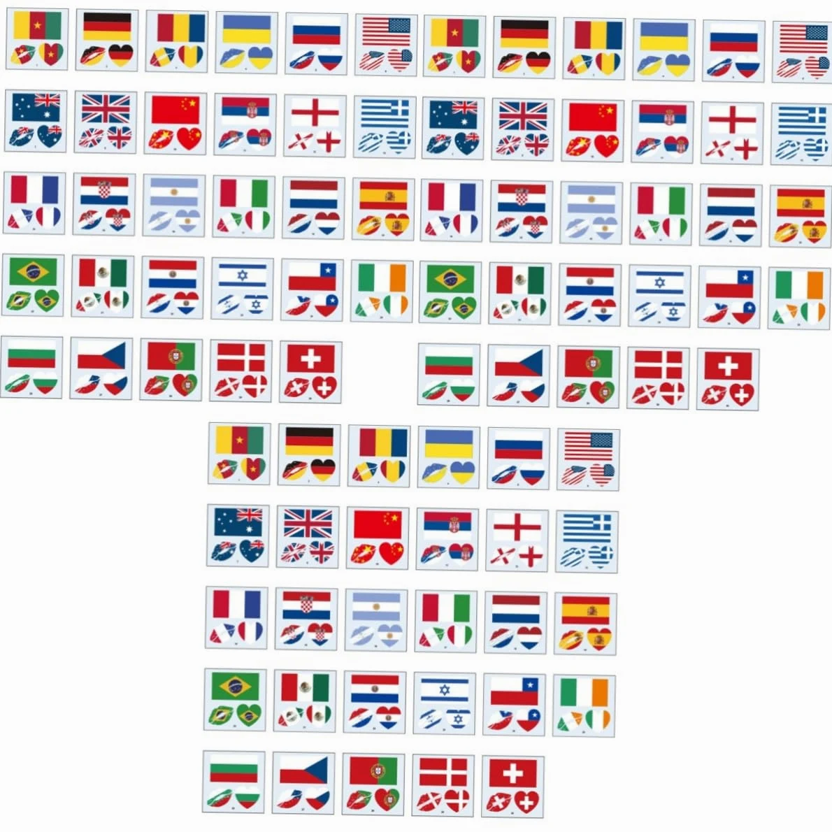 Mipcase 348pezzi Adesivi Temporanei Patriotici Con Bandiera Del Mondo Facciali Impermeabili Per Eventi Sportivi e Festivi Decorazioni Per Luglio e Divertimento