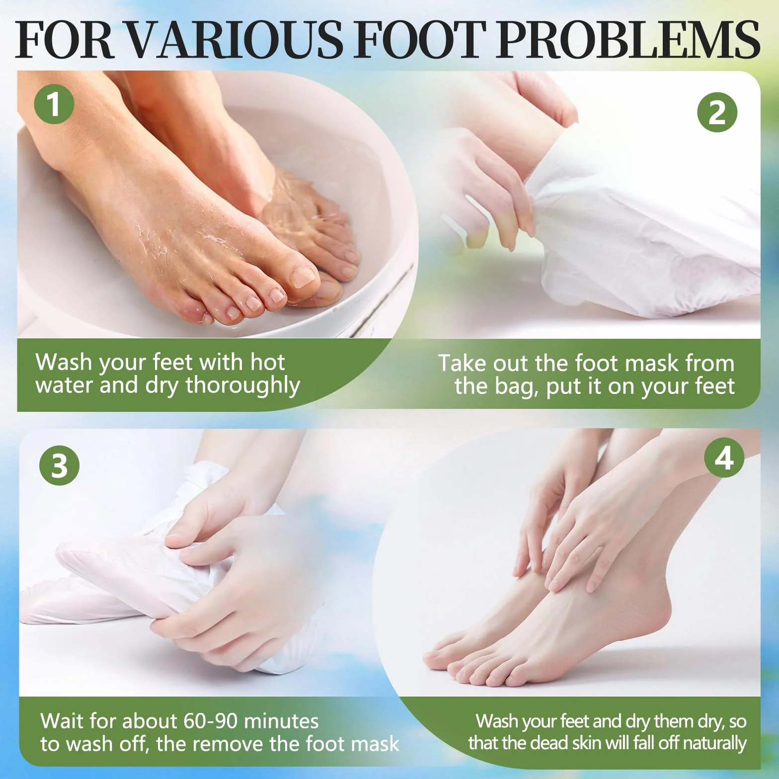3 Paia Maschera Piedi Esfoliante, Maschera Per Efficace Cura Dei Piedi, Foot Peel Mask Esfoliante E Idratante, Rimuovere Pelle Morta, Desquamazione Di Calli(Aloe Vera + Lavanda + Cocco)