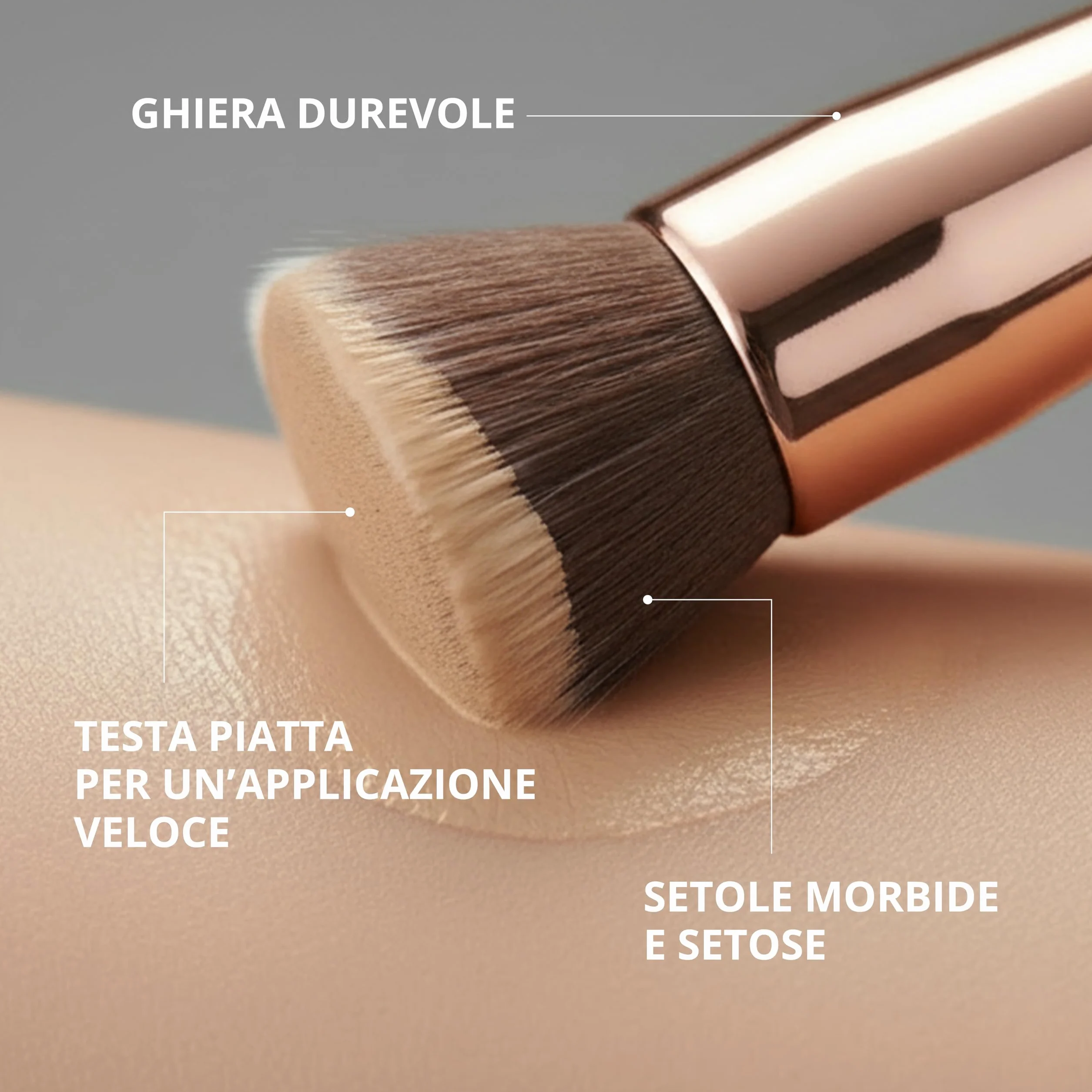Pennello Flat Top Kabuki Viso per Fondotinta Liquido, Cipria, Crema Minerale - Setole Sintetiche Professionali