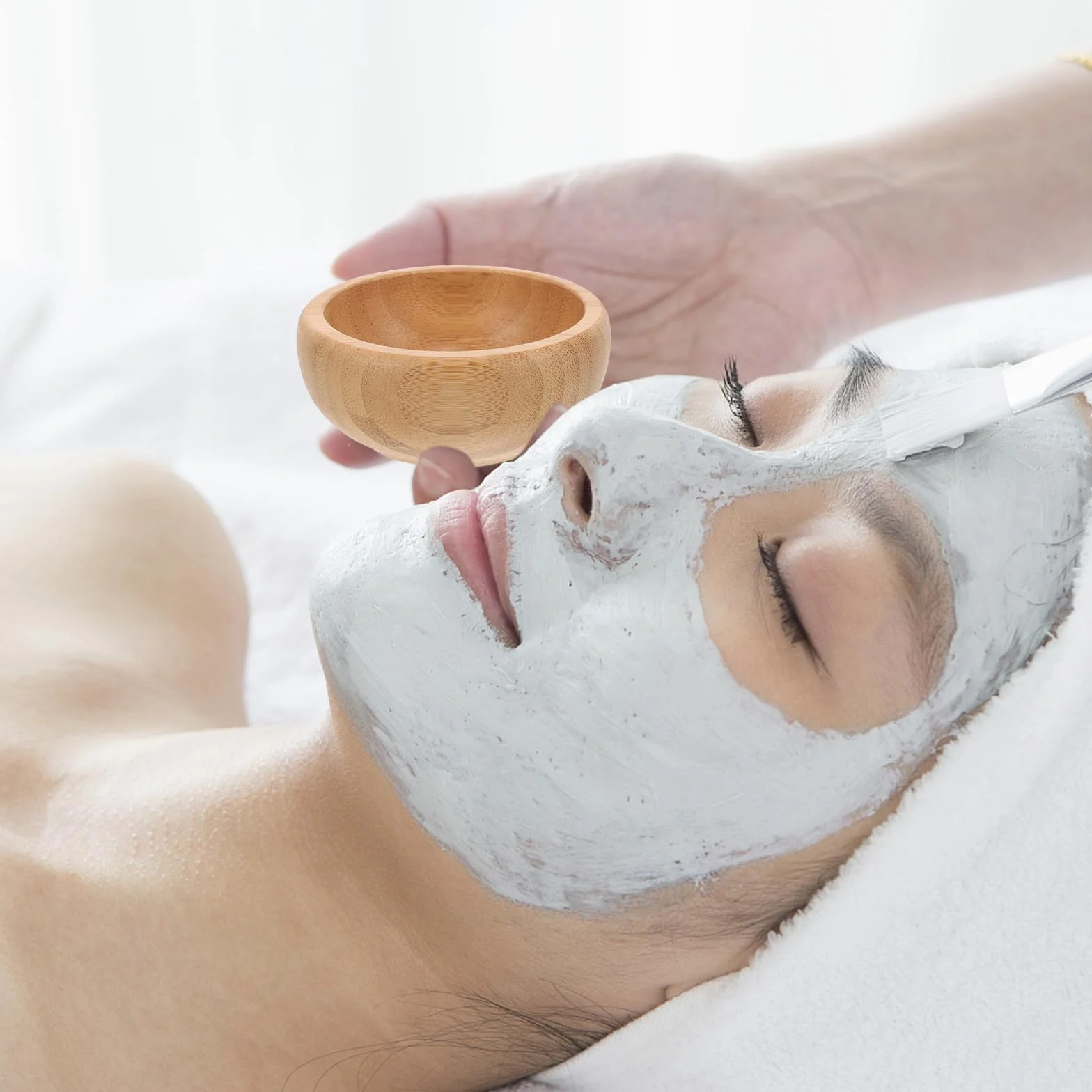 GANAZONO Set Maschere Viso in Legno Naturale Ciotola, Pennello, Bastoncino e Cucchiaio, Kit Completo per Preparazione Maschere Idratanti e Pulizia Viso a Casa e Salone Stili multipli