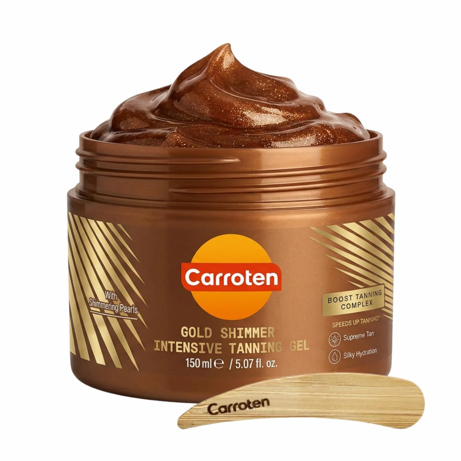 Carroten Gold Tanning Gel 150 ml Acceleratore di abbronzatura con perle scintillanti