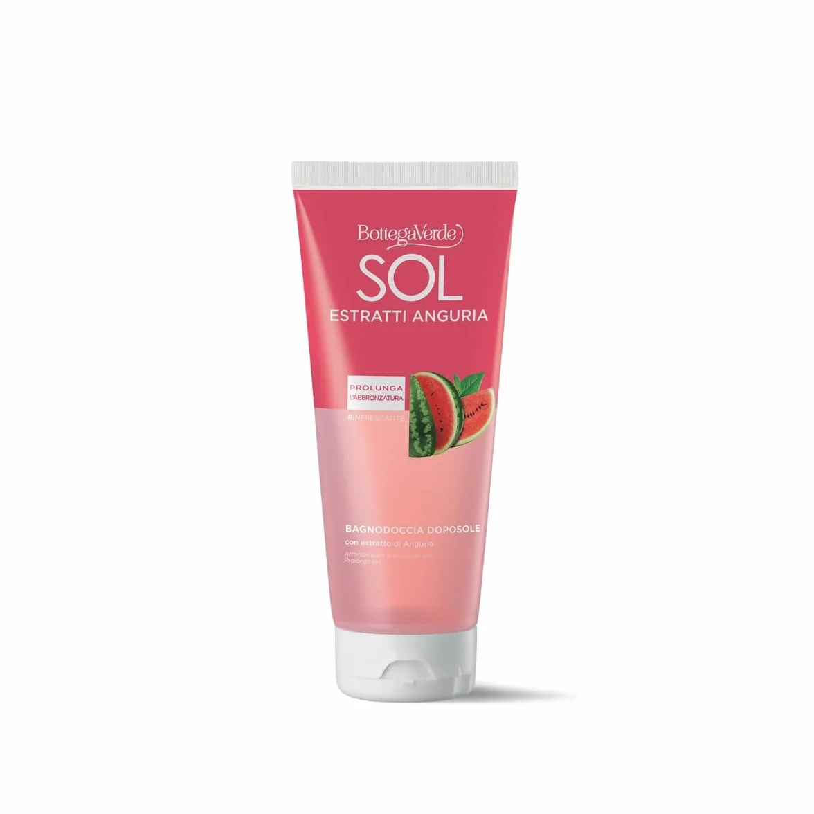 Bottega Verde - SOL Estratti Anguria, Bagnodoccia Doposole, 200 ml, Prolunga l'Abbronzatura, con Estratto di Anguria, Azione Rinfrescante, per Tutti i Tipi di Pelle
