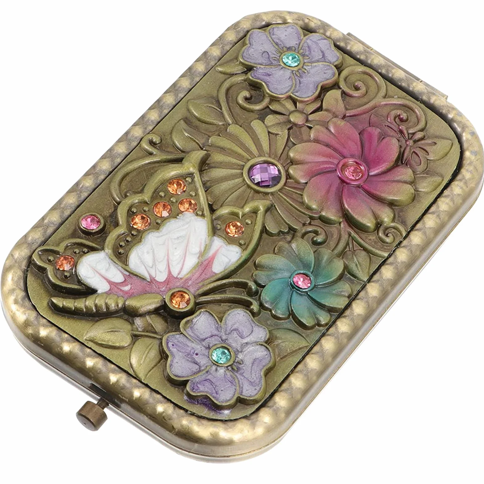 Specchio Pieghevole Vintage Oro Portatile Trucco Compatto Rettangolare da Viaggio