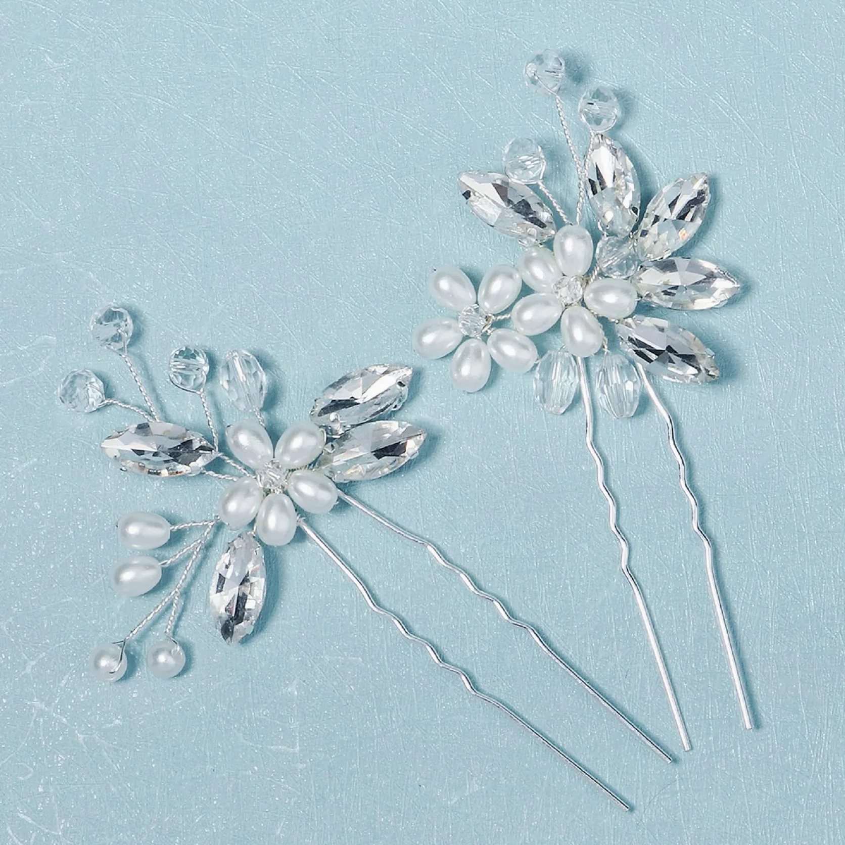8 forcine per capelli da sposa, argentate, con strass, accessori per capelli per spose, damigelle d'onore, donne e ragazze