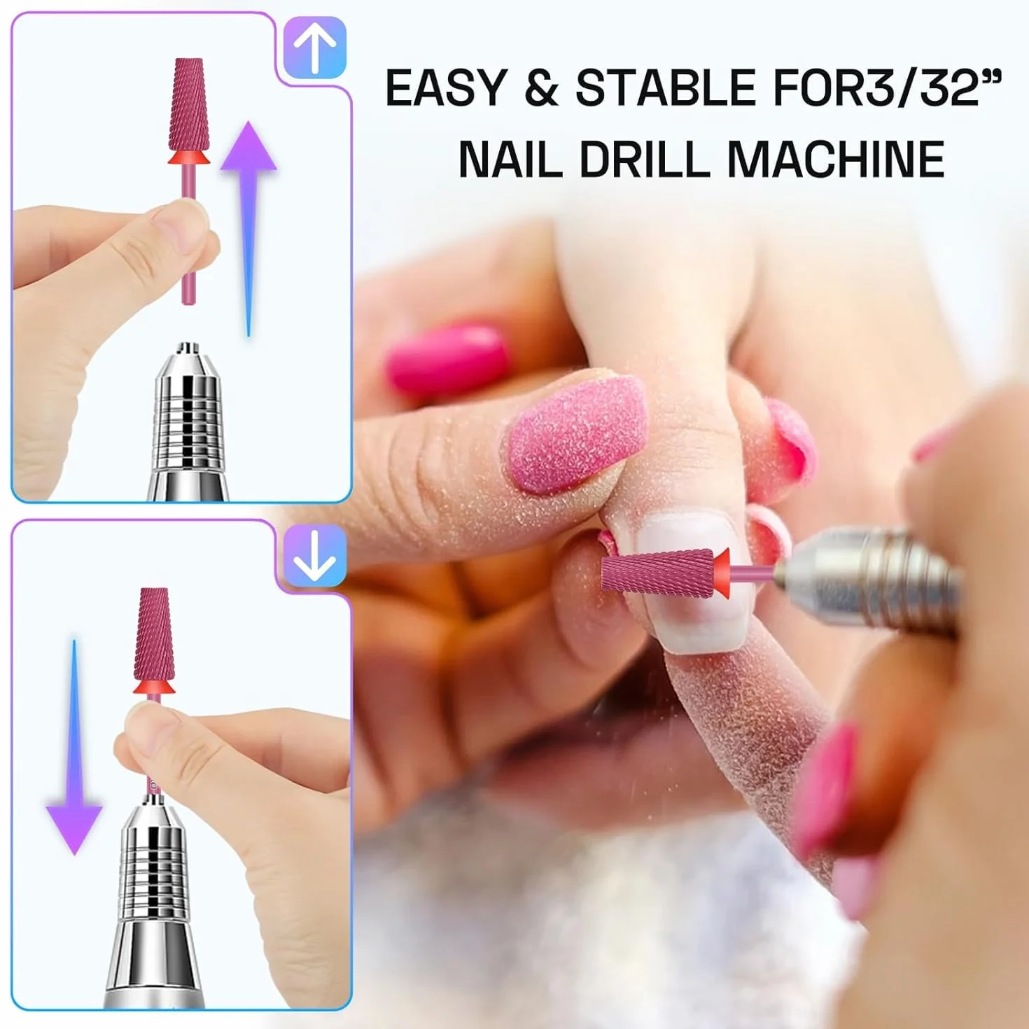 Punte Fresa Unghie 3/32" Carburo Tungsteno 5 in 1 per Trapano Unghie Manicure Pedicure