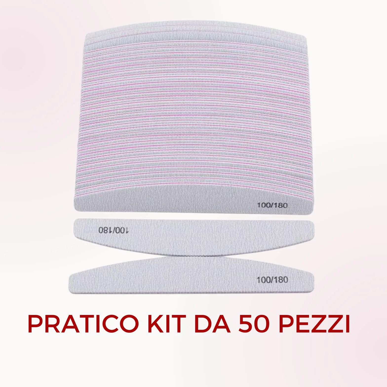 50 PEZZI SQUADO - Lime per Unghie 100 180 Professionali a Mezza Luna Bilaterali Set Limette Ricostruzione Unghie per Gel e Semipermanente Manicure (50 pezzi)