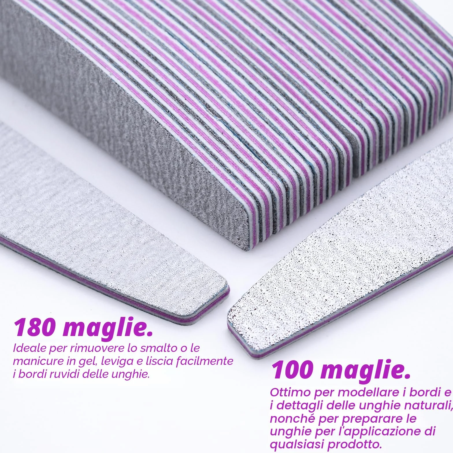 50 Pezzi Lime per Unghie 100 180, Lima per Unghie, Lima Unghie Professionale a Doppia Faccia, Riutilizzabile Lima 100/180 Unghie per Uso Domestico e Salone