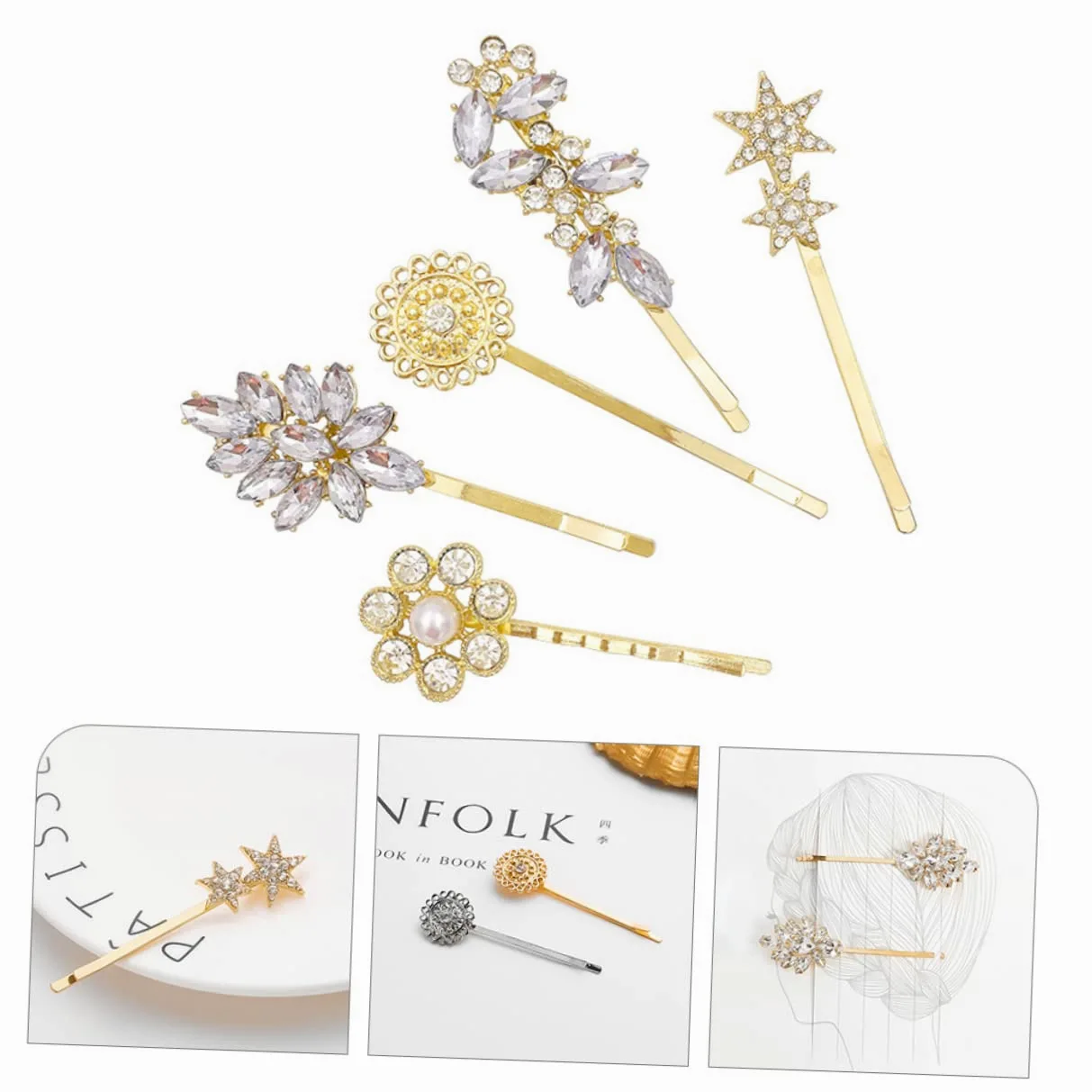 FRCOLOR 20pezzi Fermagli Per Con Strass Accessori Eleganti Per Ragazze e Donne Perfetti Per Matrimoni e Cerimonie