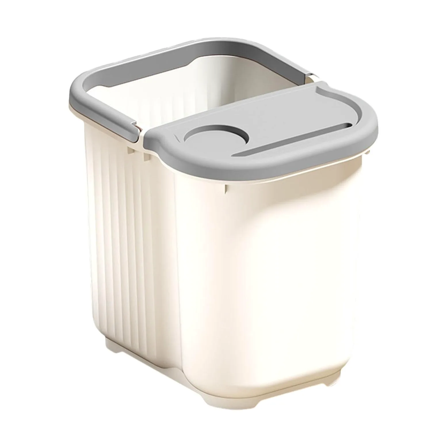 Vaschetta per Pedicure con Vaschetta Grande, Punti Massaggianti per I Piedi, in Materiale PP con Manico Antiscivolo, Adatta per Uso Domestico Fa, Bianco Grigio, L