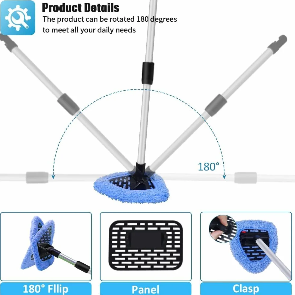 Manelord Pulitore per parabrezza con manico telescopico, set per auto