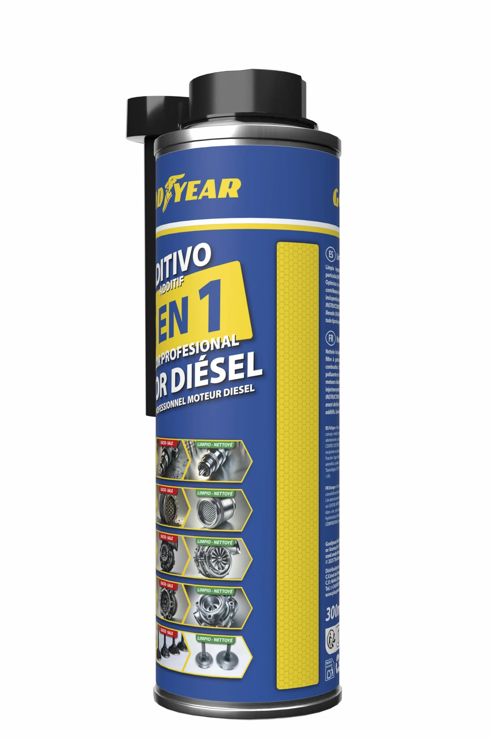 Goodyear Additivo detergente per Motori Diesel 5 in 1 300 ml | Detergente Completo per iniettori, Turbo, DPF, valvola EGR e aspirazione