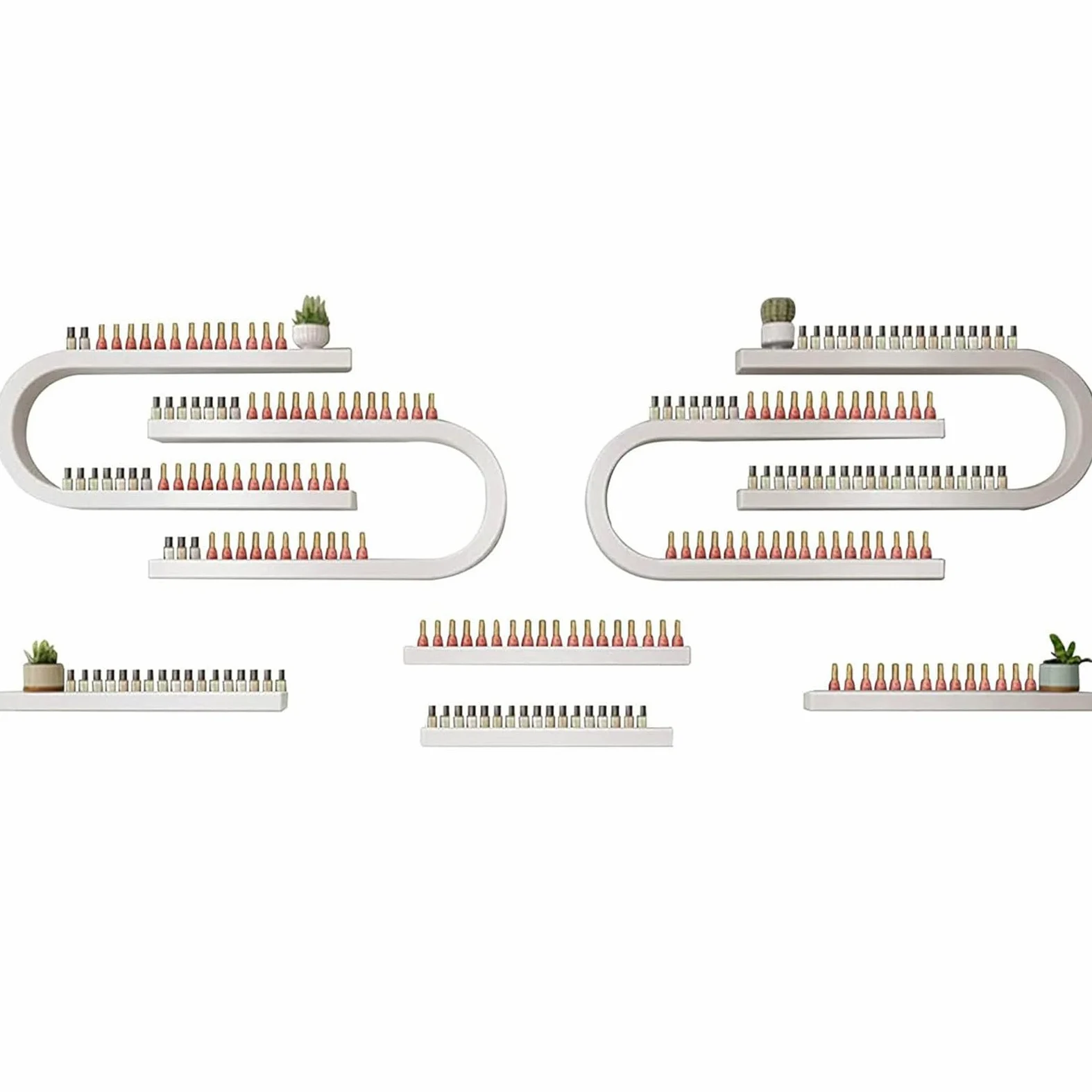 Porta Smalto a Parete in Metallo a Forma di U per espositori da Parete, espositore per Cosmetici per Rossetto, Organizer per flaconi di Smalto in Spa e Centri estetici, Nero (Bianco)