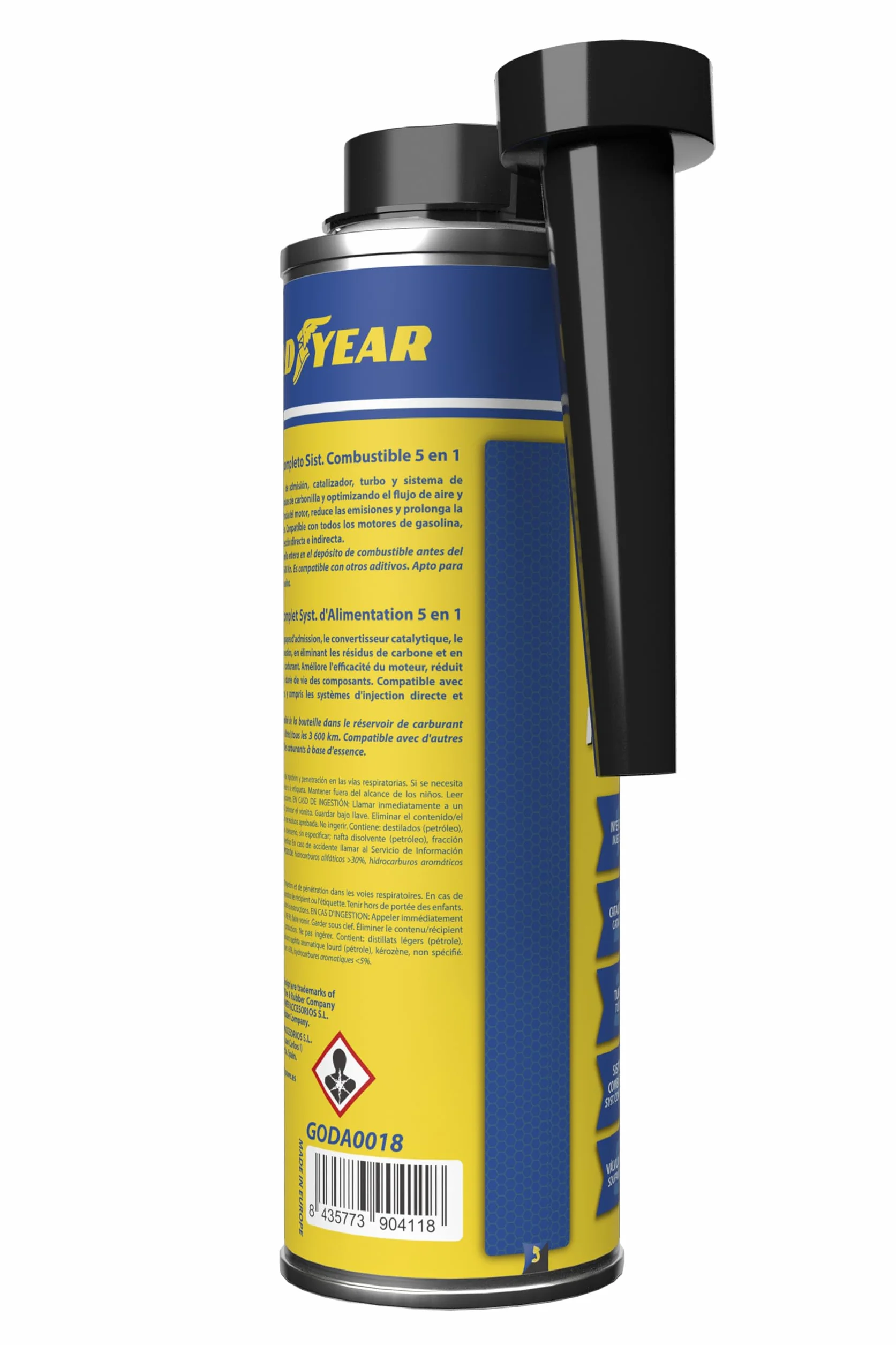 Goodyear Additivo detergente per Motori a Benzina 5 in 1 300 ml Detergente iniettori Turbo catalizzatore