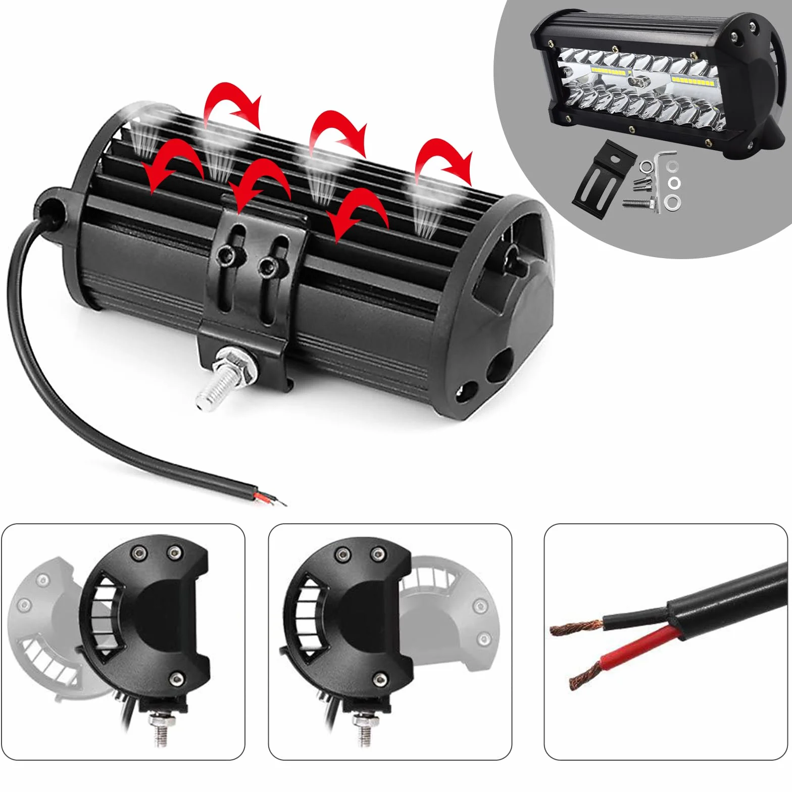Vegena LED Faro da Lavoro 120W 12V/24V 6000k Impermeabile per SUV Trattori Auto (2 PCS)