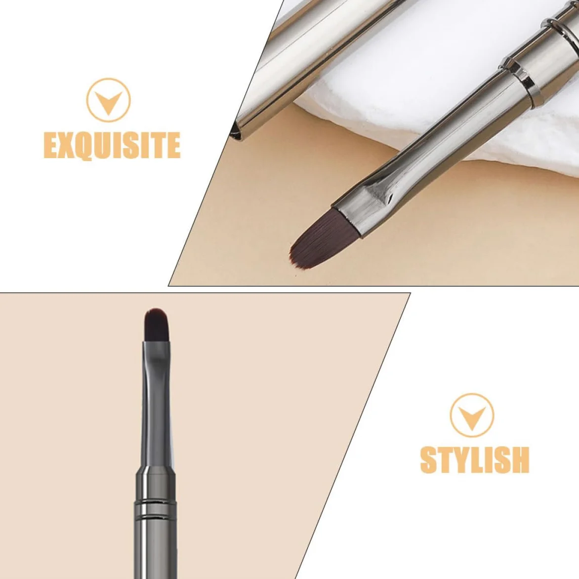 GALPADA Pennelli per Nail Art in Metallo Punta Tonda 2 Pezzi, Pennelli per Gel Unghie Professionali, Strumenti per Salone di Bellezza e Manicure, Adatti per Decorazioni Unghie Painting