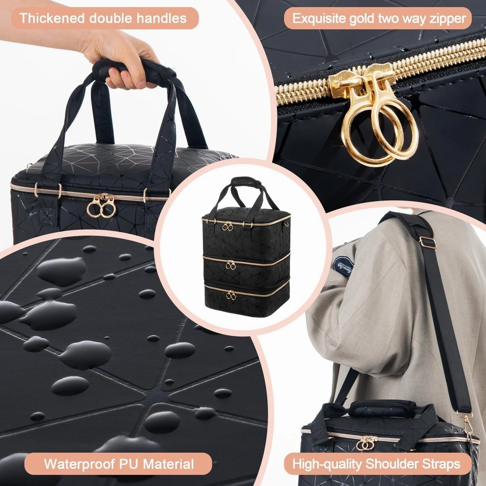 Organizzatore Borsa Multifunzionale for La Conservazione dello Smalto, Scatola Portatile for Oli Essenziali Smalti(Black)