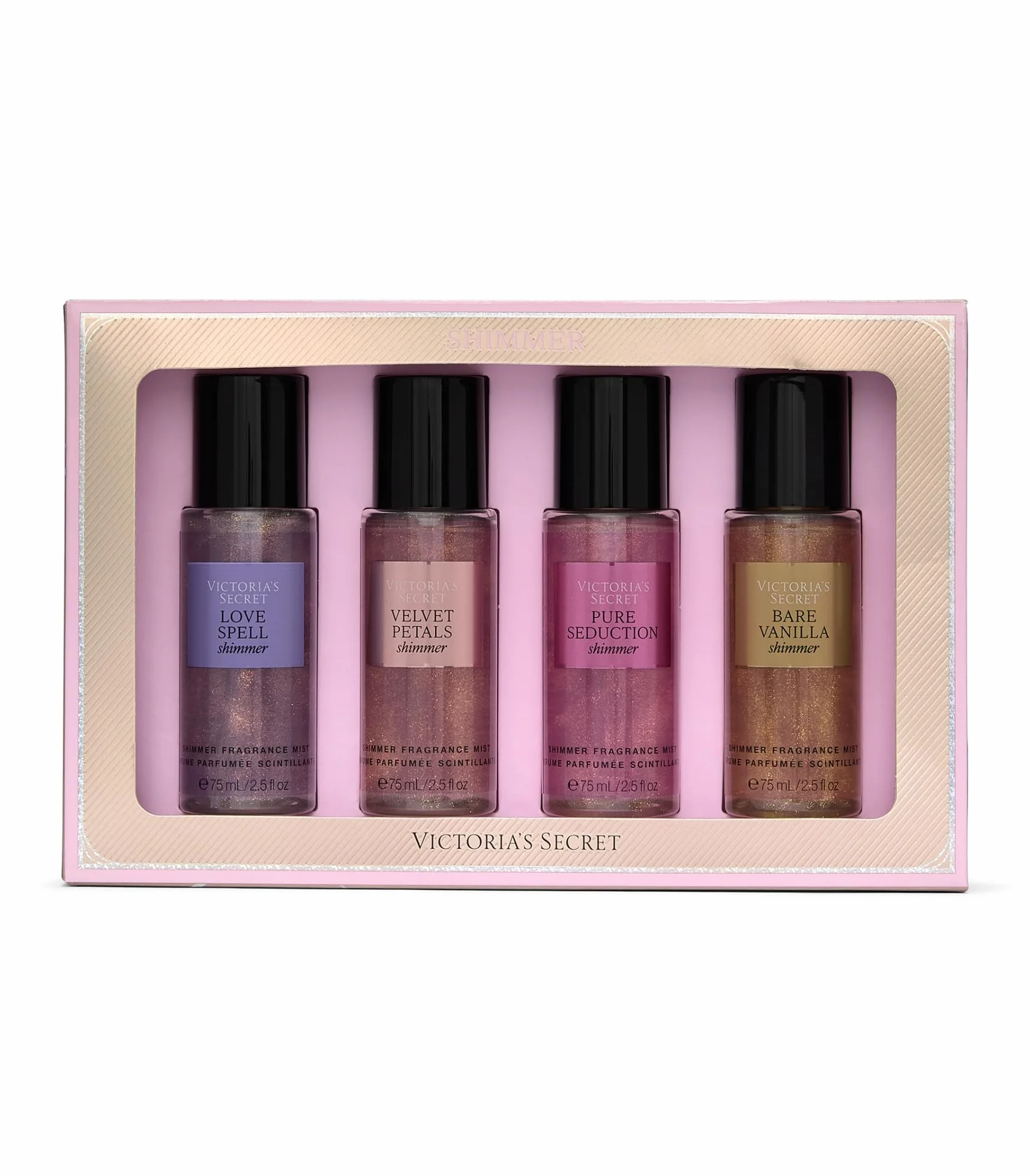 Victoria's Secret Set regalo lucido da 4 pezzi, collezione nebbia profumata, diversi profumi