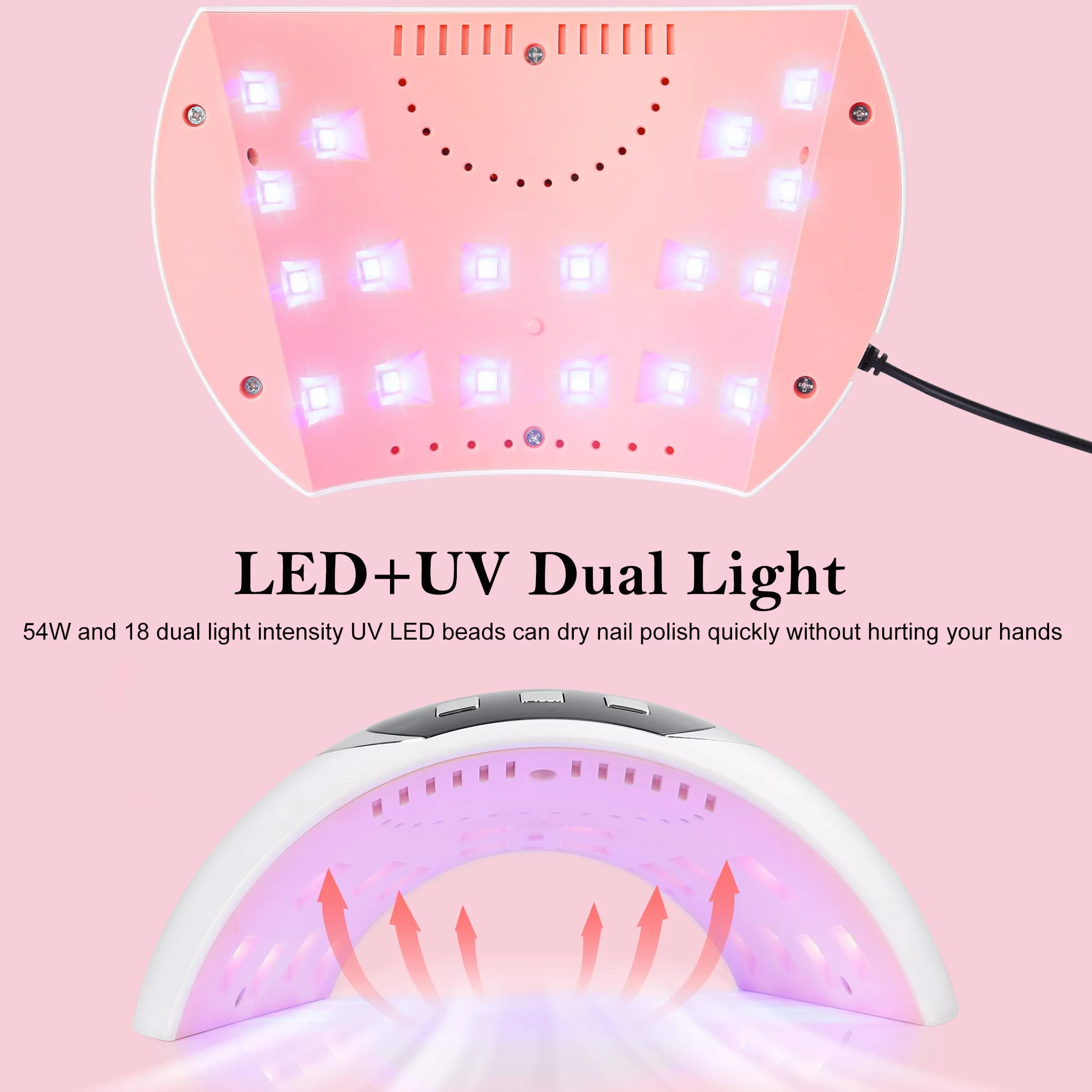 LKE Lampada UV LED Unghie 54W Sensore Avvio Automatico 3 Modalità Timer Display LCD