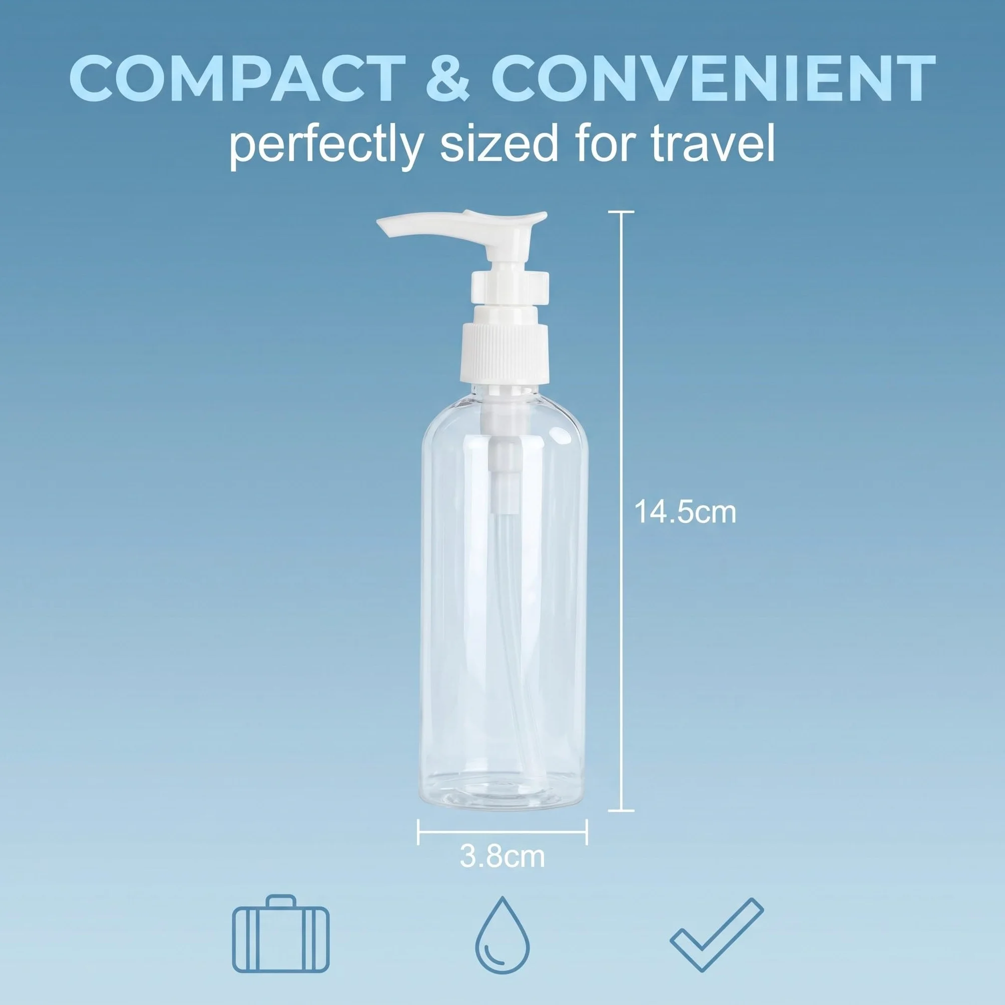 6 Pezzi flaconi pompa airless 100ml, erogatore pompa in plastica trasparente riutilizzabile, flaconi da viaggio vuoti da riempire per cosmetici, shampoo e crema