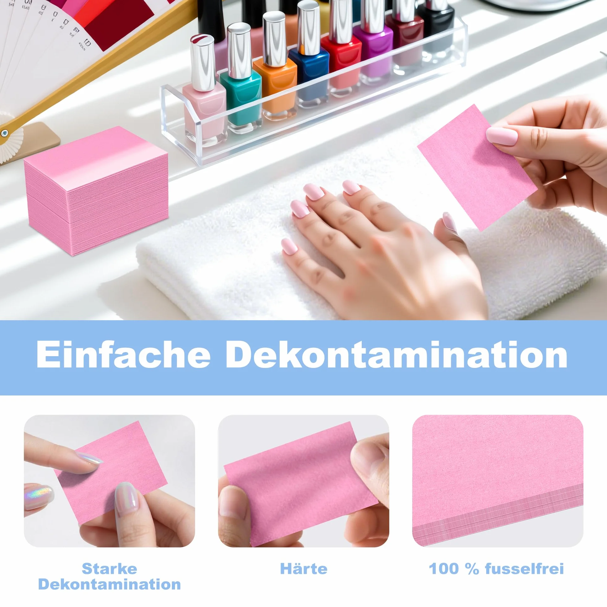 Pezzi Pad Unghie per Sgrassare Dischetti Cotone Senza Pelucchi Remover Semipermante Salviette Struccanti Solvente Sgrassatore Unghie Gel Acetone Pulizia Rosa 630