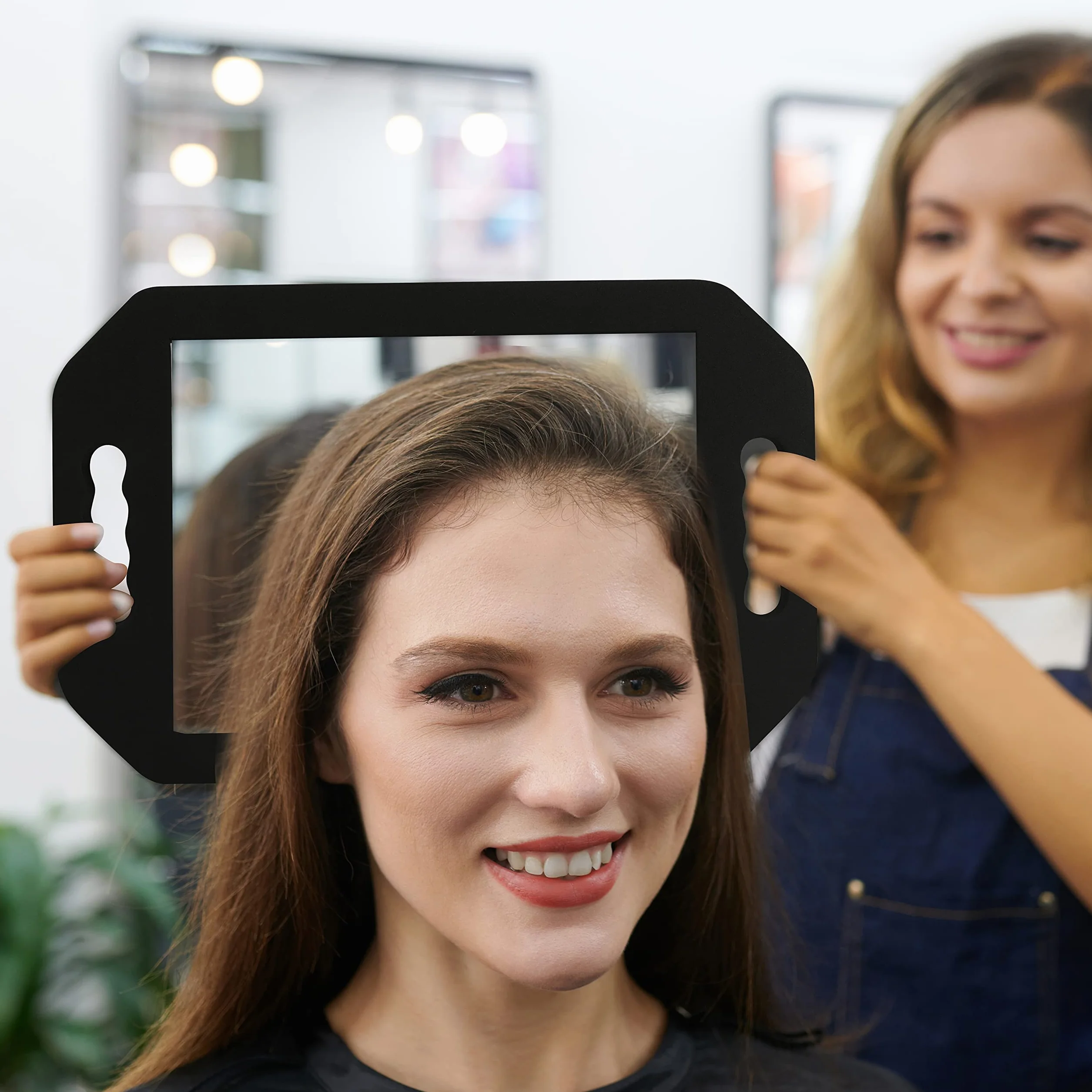 Kurtzy Specchio da parrucchiere portatile con doppia maniglia per tagli di capelli retro testa