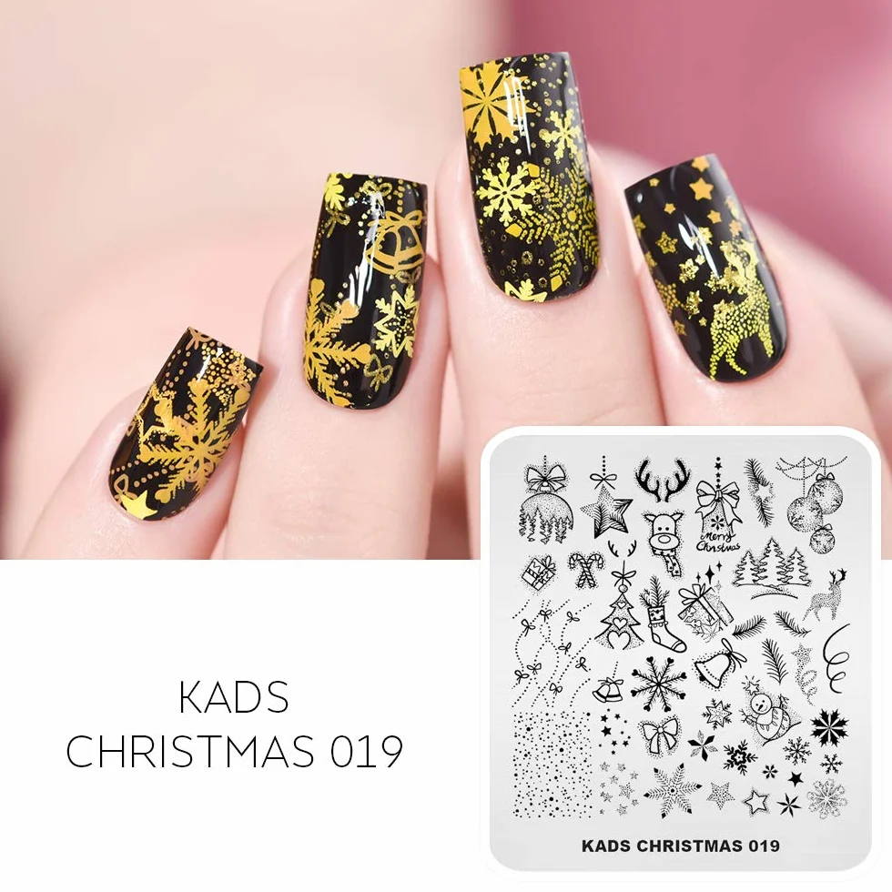 Piastra per stamping unghie, motivo: Natale, Halloween, template per manicure, strumento di stamping per nail art (Natale 019)