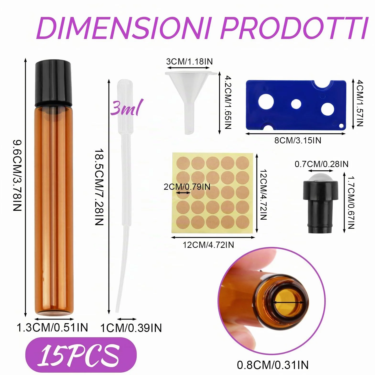 16 Pezzi Roll-On in Vetro Marrone da 10ml per Oli Essenziali, Marrone Roll On Bottiglia Boccette Vuote Contenitore Flaconcini Vuoti con Sfera in Acciaio Inossidabile, per Aromaterapia, Profumi