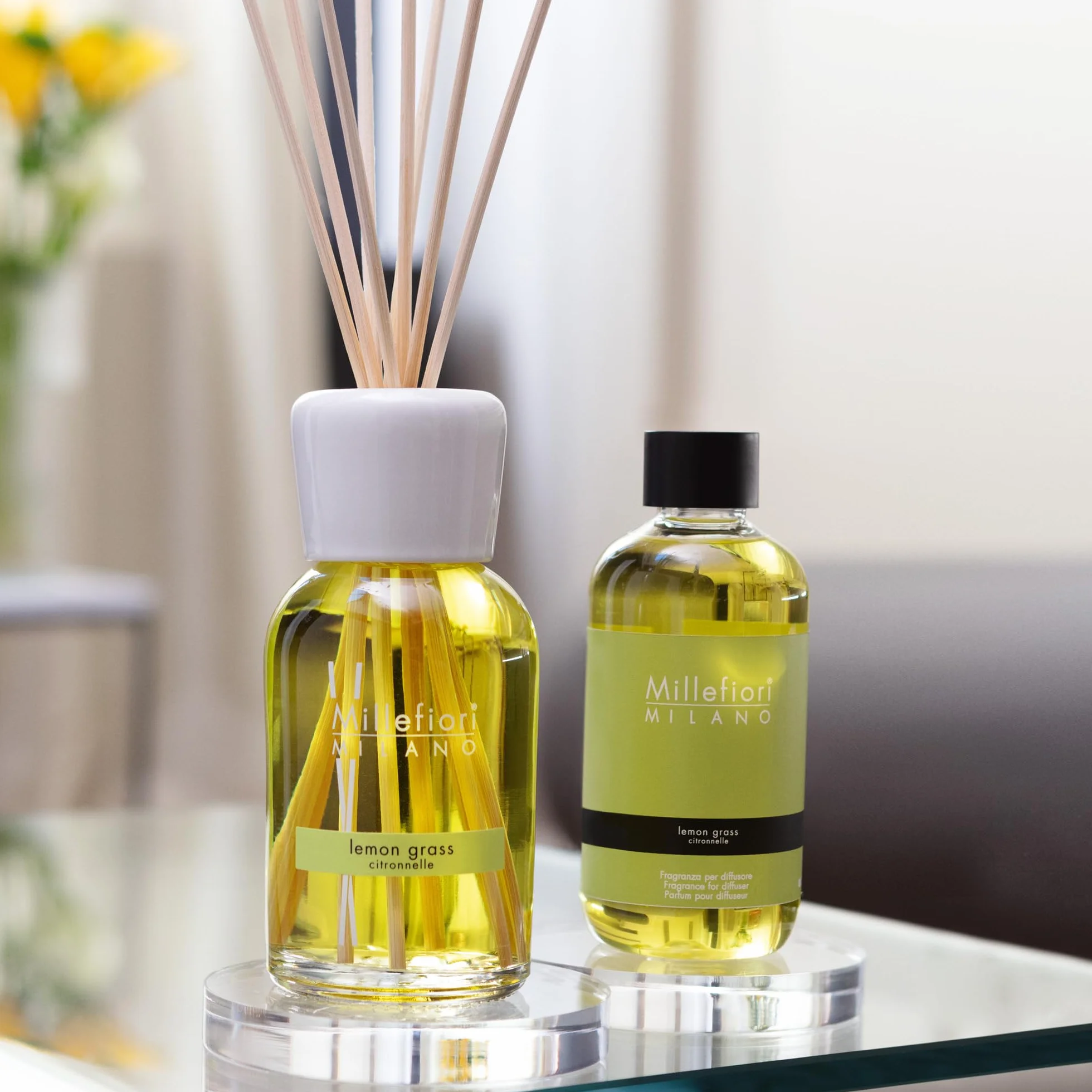 Millefiori Milano Fragranza per Diffusore a Bastoncini 250 ml Lemon Grass Profumatore Ambiente
