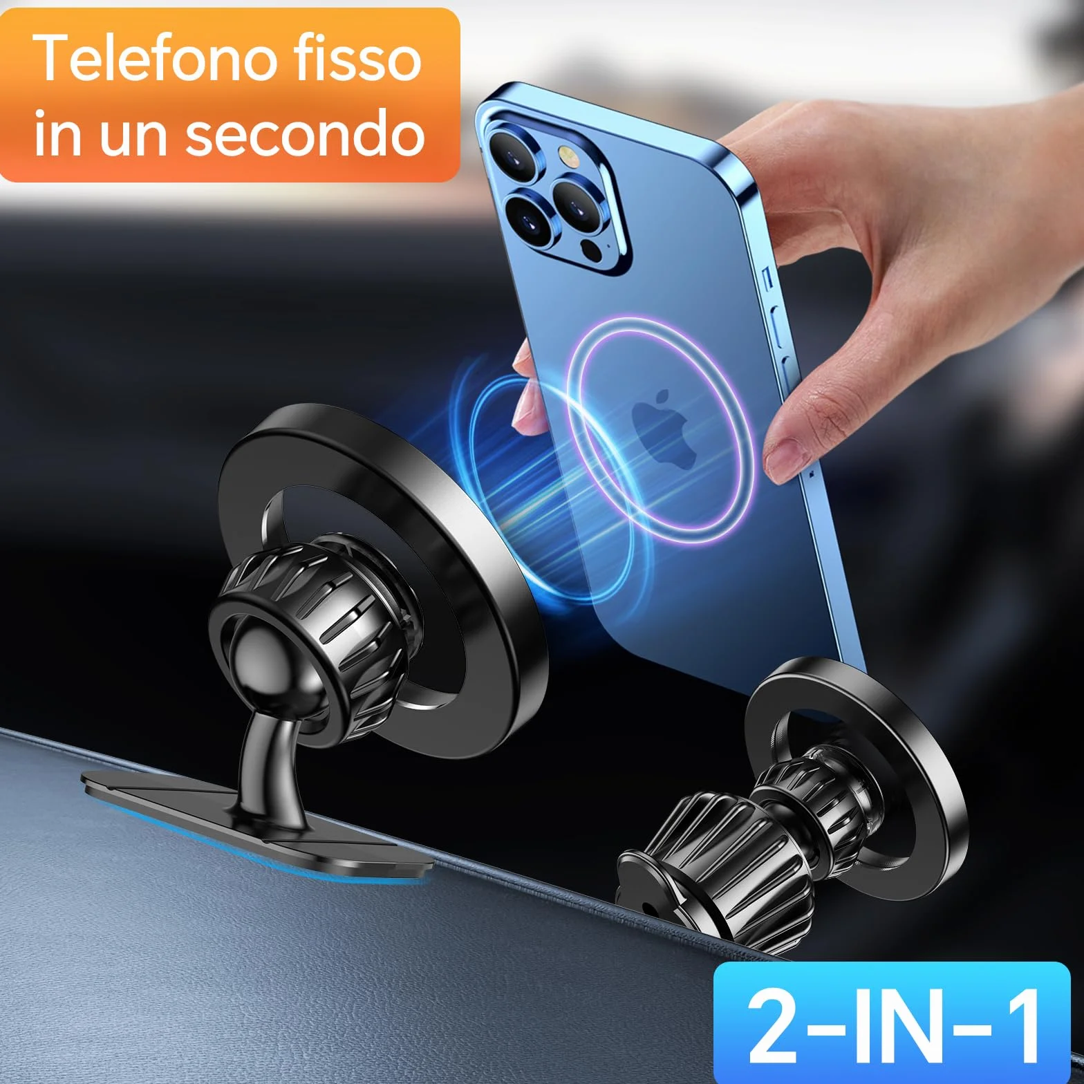 Coolpow Porta Cellulare Auto Magsafe 20 Potente Magnetico 360° Supporto Telefono Cruscotto Presa d'Aria Compatibile iPhone 17 Nero