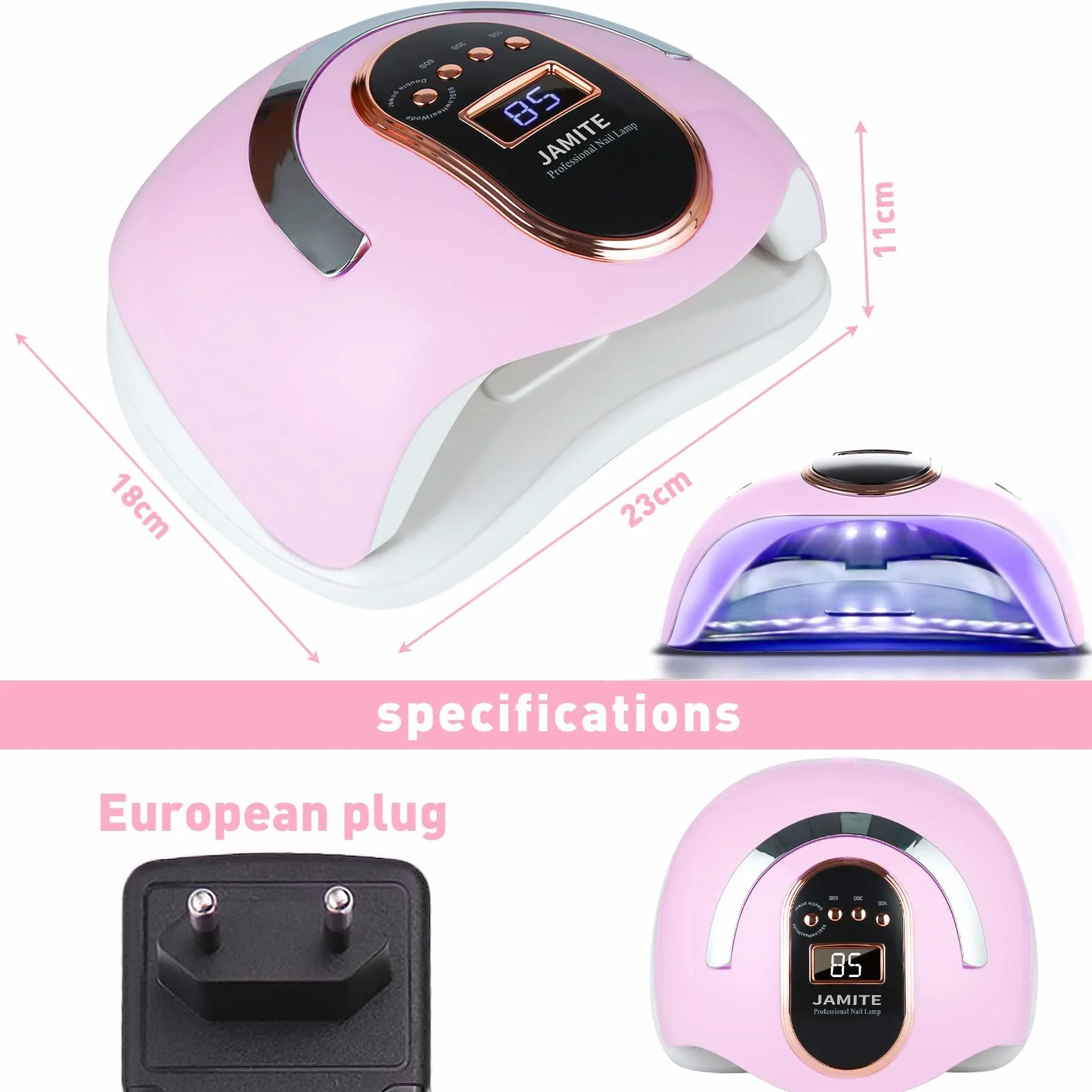YUEHAO, Lampada per Unghie da168 W, Lampada per Unghie LED UV con Sensore a Infrarossi e Display LCD, Asciugatrice gel Lucidante Professionale con 4 Timer di 10s, 30s, 60s, 99s
