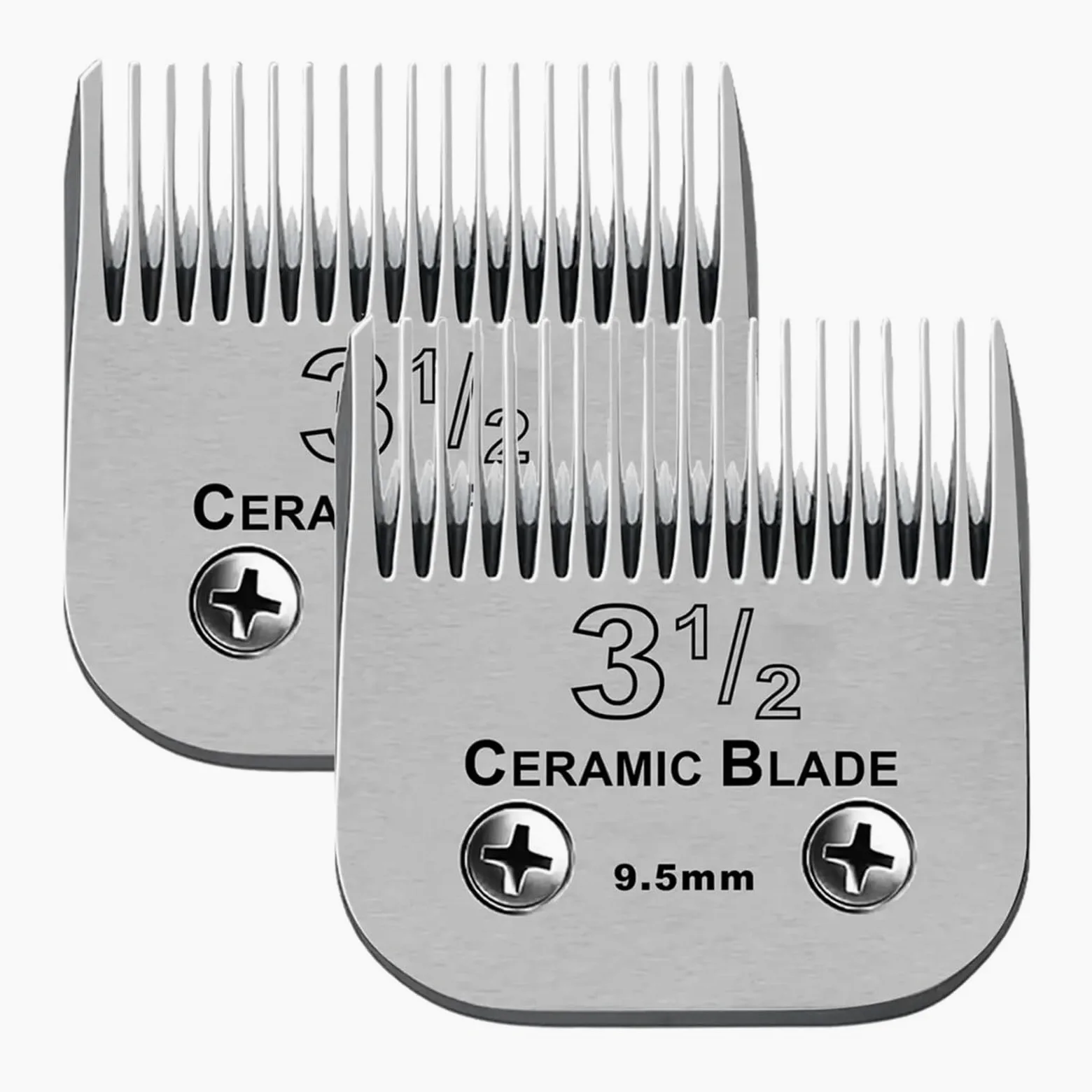 2Pack Detachable Dog Grooming Clipper Replacement Blades，Compatible For OSTER，Dog Clippers, Ceramic&Stainless Steel(2 pcs (9.5mm))