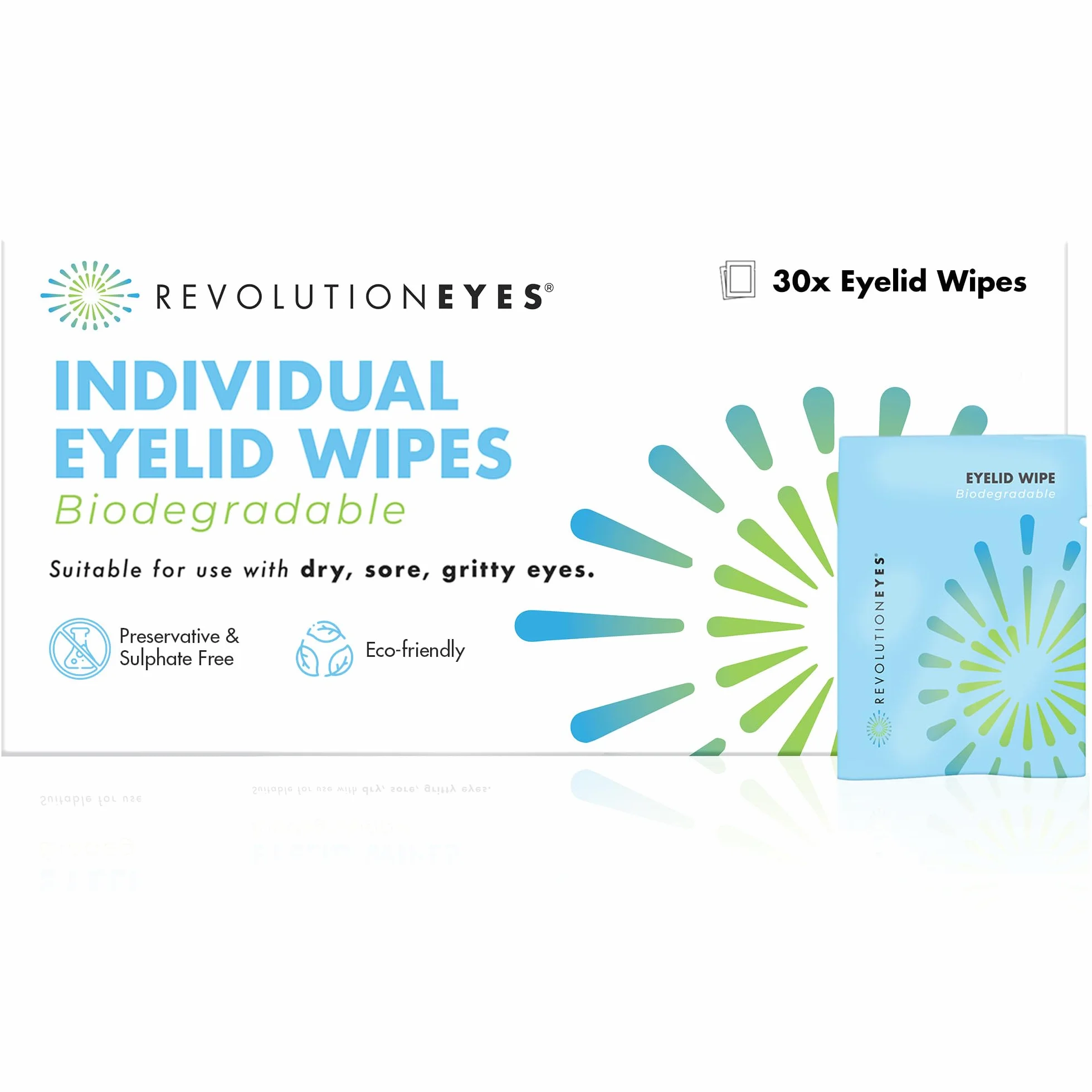 Revolutioneyes Salviette Per Palpebre – 30 Salviette Monouso Per La Pulizia Delle Palpebre, Adatte Per Secchezza Oculare, MGD E Blefarite - Salviette Sterili Per Occhi, Senza Detergenti E Conservanti
