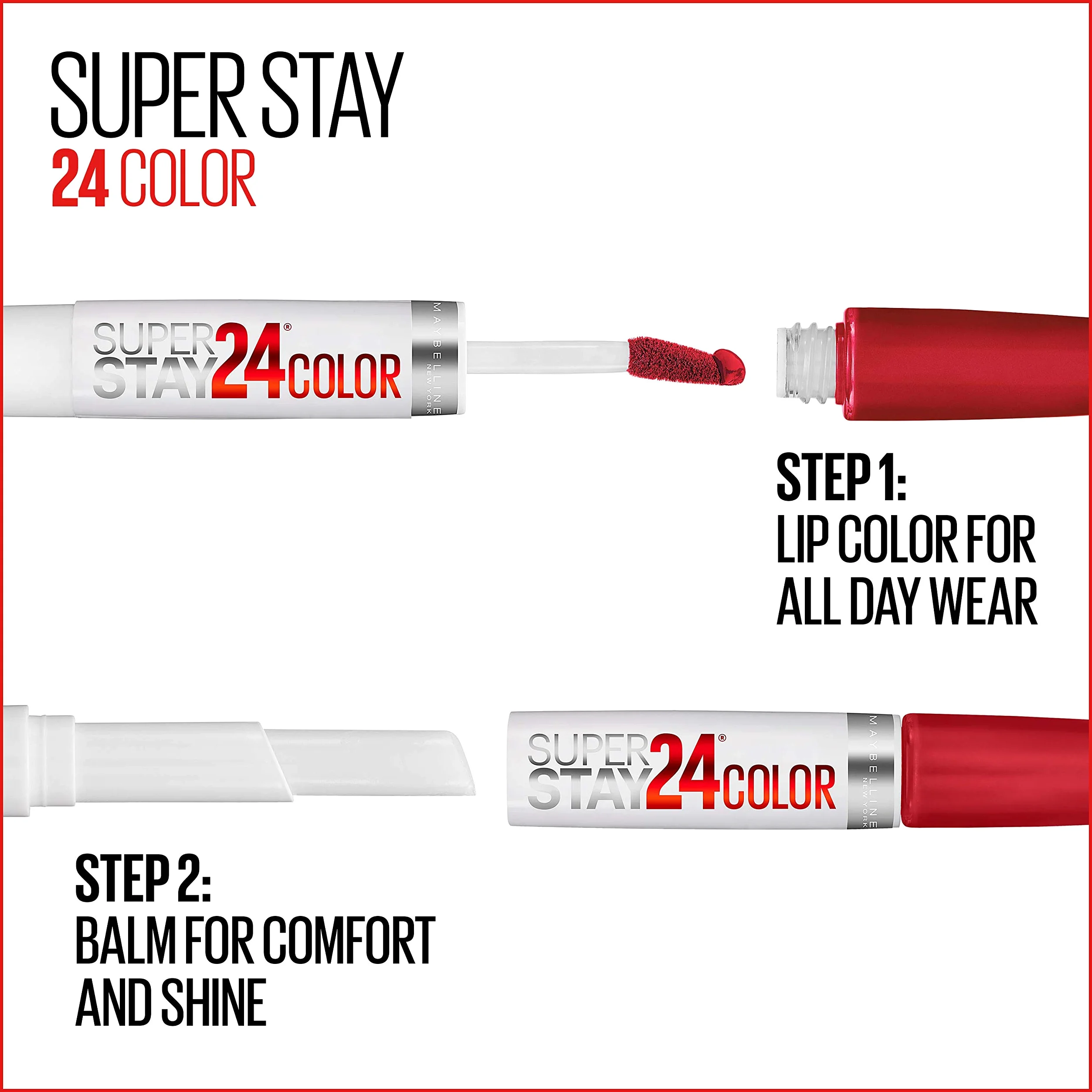 Maybelline New York SuperStay 24 2-Step Liquid Lipstick Makeup, 24/7 Fuschia, 1 kit
