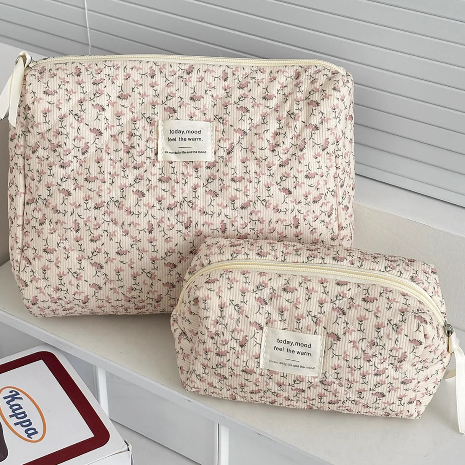 2 Pezzi Borsa per Cosmetici Donna, Borsa per Cosmetici per Donna Personalizzata Iniziale, Trousse Trucchi Organizer, Pochette da Viaggio Mare Elegante, Ideale Come Regalo da Viaggio