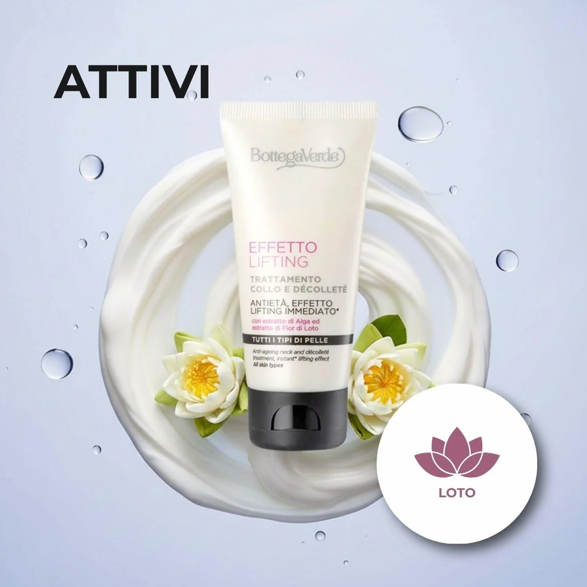 Bottega Verde - Trattamento Collo e Décolleté, Effetto Lifting, in Crema, 50 ml, Azione Antietà, Effetto Elasticizzante, per Tutti i Tipi di Pelle