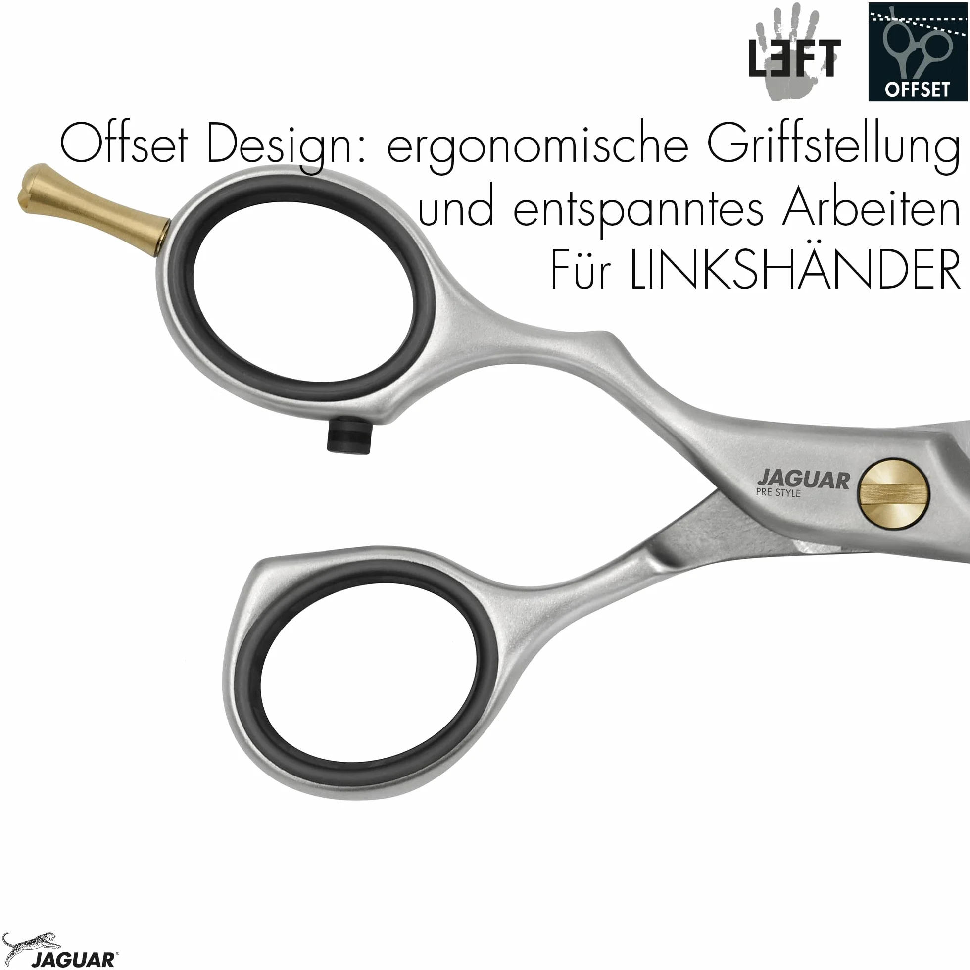 JAGUAR Forbici da modellazione PRE STYLE RELAX 40 LEFT 5.25” | Forbici da modellazione per mancini con 40 denti sfalsati | finitura opaca | Made in Germany