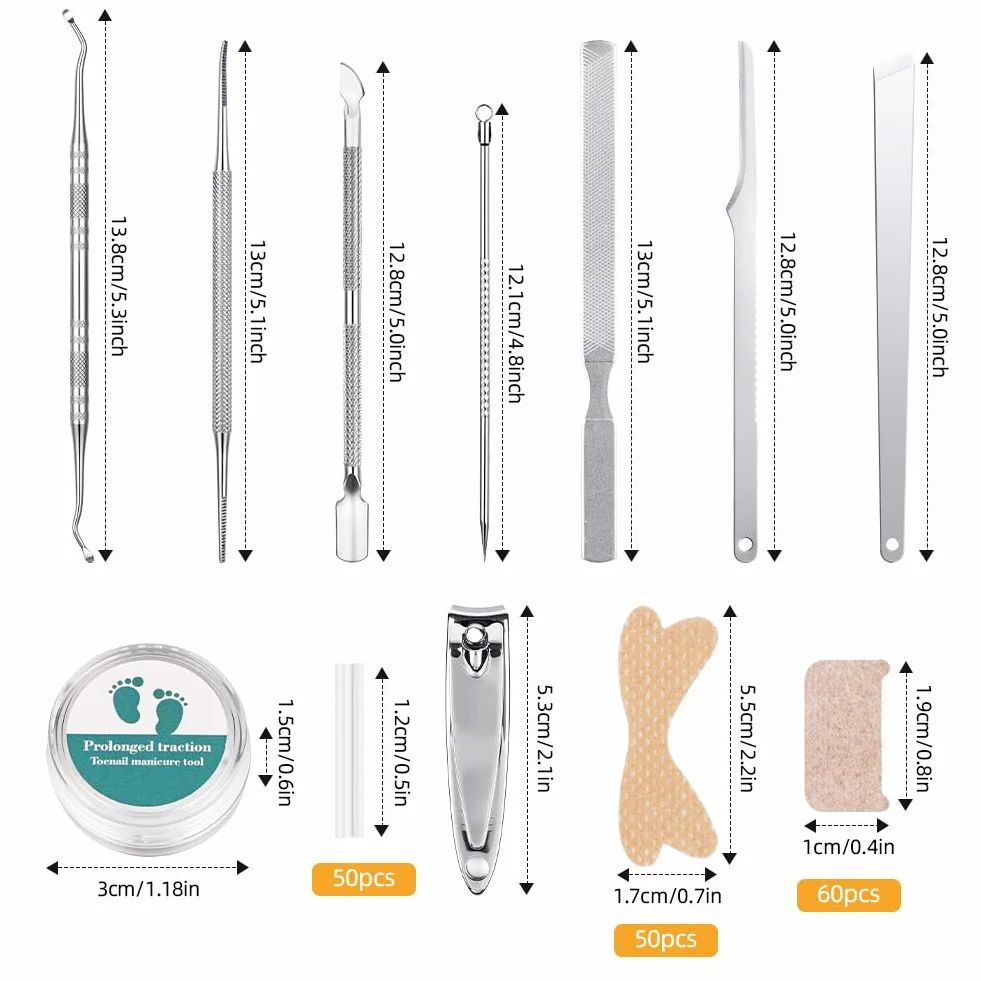 Beugo Set Correttore Unghie Incarnite 110 Cerotti Autoadesivi 50 Strisce Raddrizzanti Sollevatore