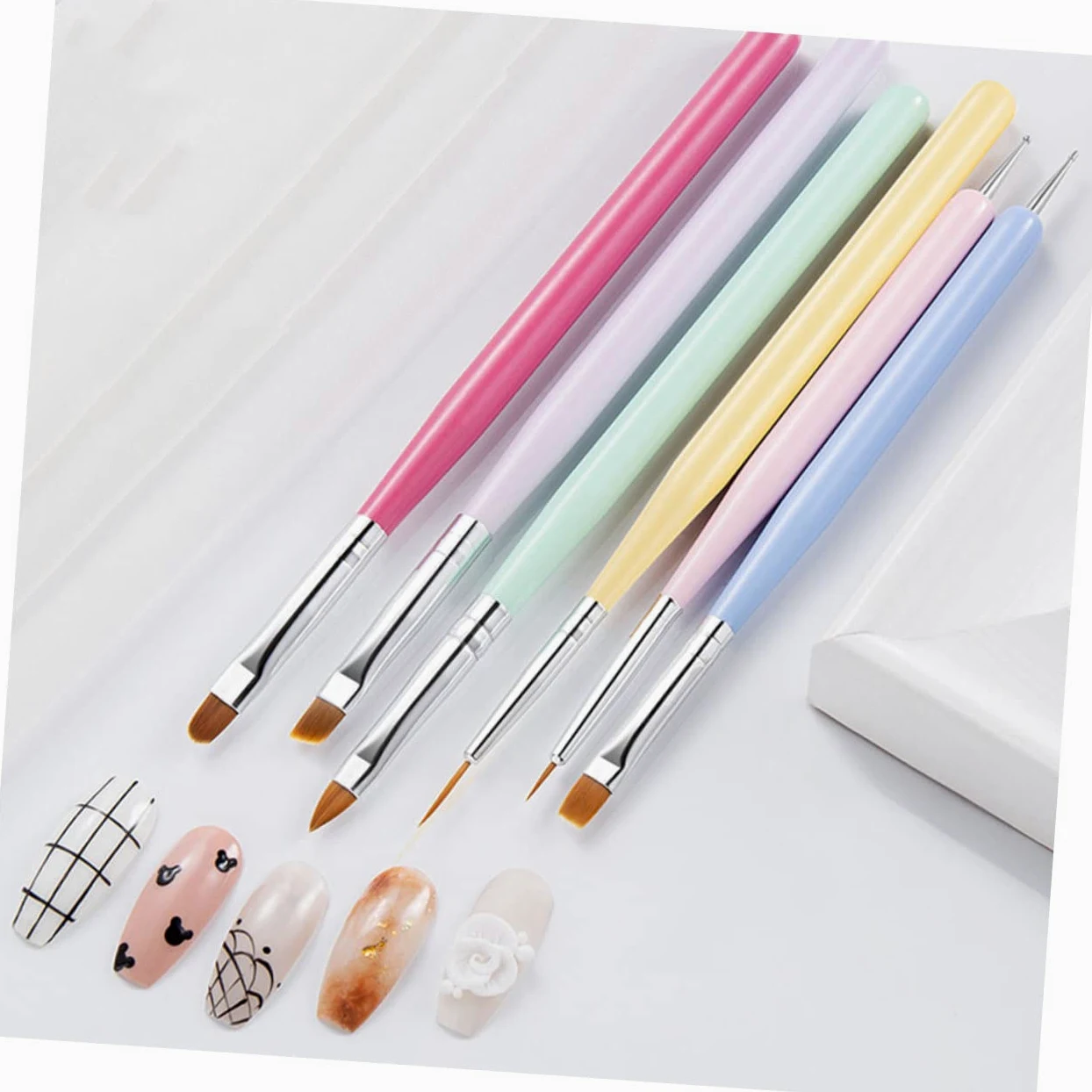 FRCOLOR Pz Penna per unghie pennelli unghie professionali pennelli nail art professionali doppia testa penna da disegno penna scolpita Pennarello Accessori tubo di alluminio