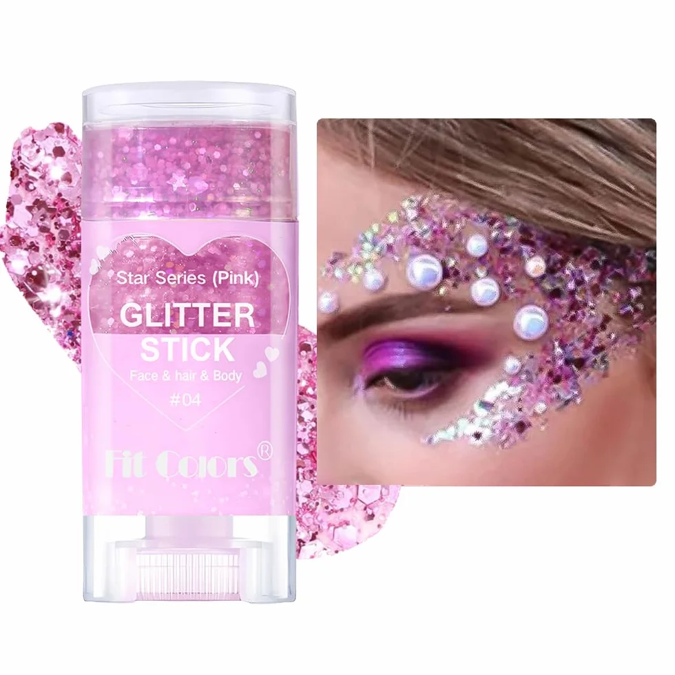 Gel glitter per viso e corpo, trucco viso di carnevale, glitter per capelli, gel con paillettes, accessorio cantante per concerti festival (#04 rosa)