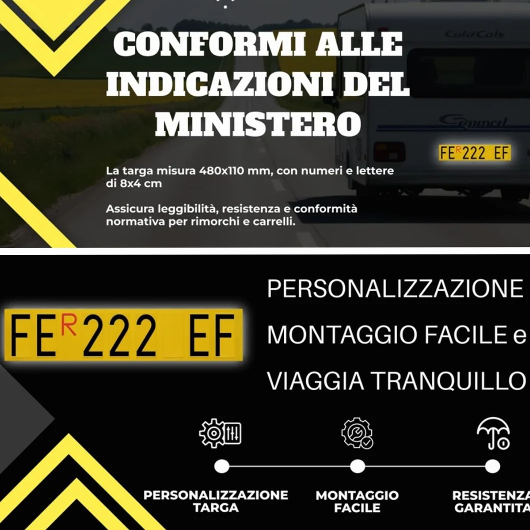 Targa Ripetitrice Alluminio Catarifrangente Made in Italy Portabici Carrelli Rimorchi Dimensioni Originali Caratteri Omologati R Rossa Inclusa