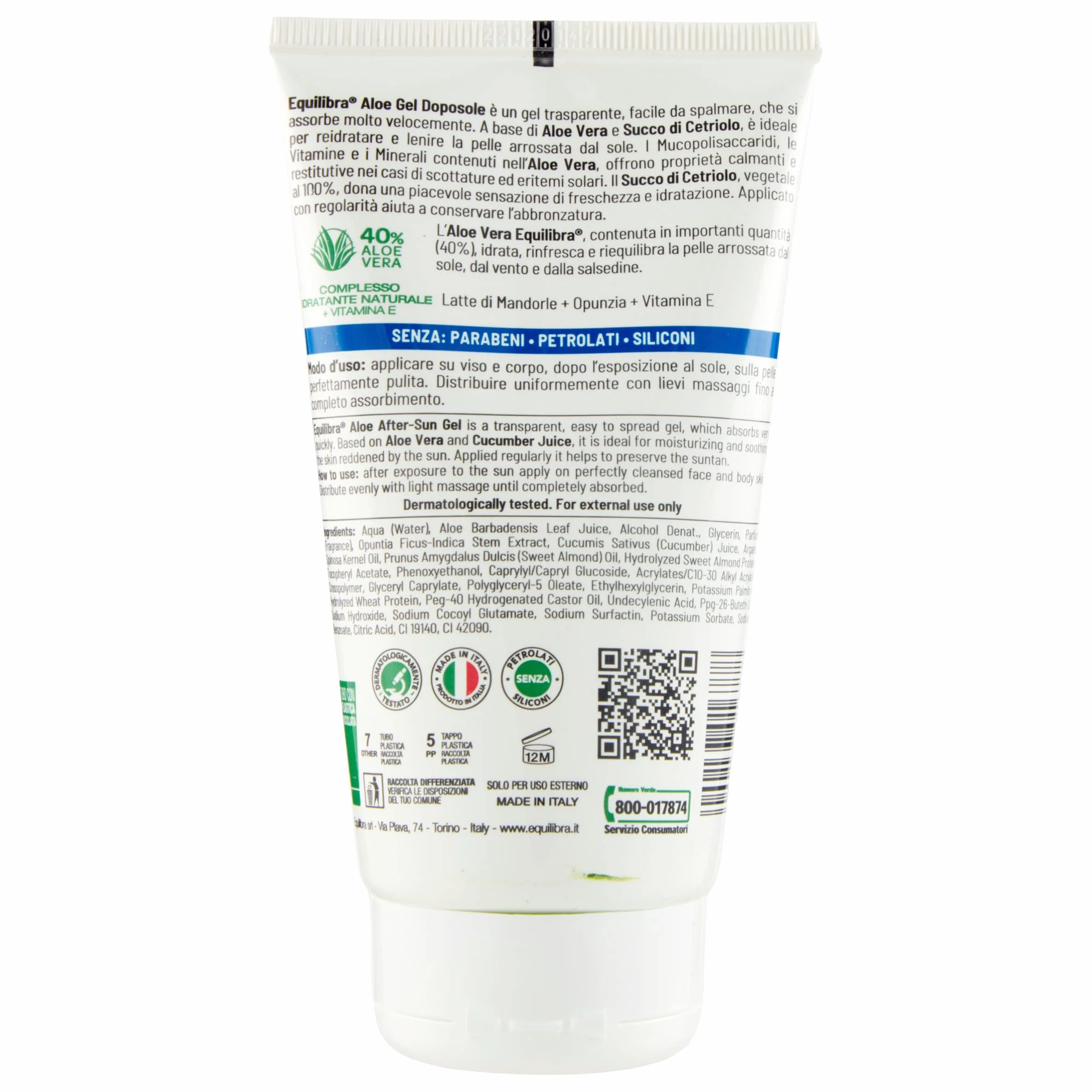 Equilibra Aloe Gel Doposole Calmante Idratante 150 ml