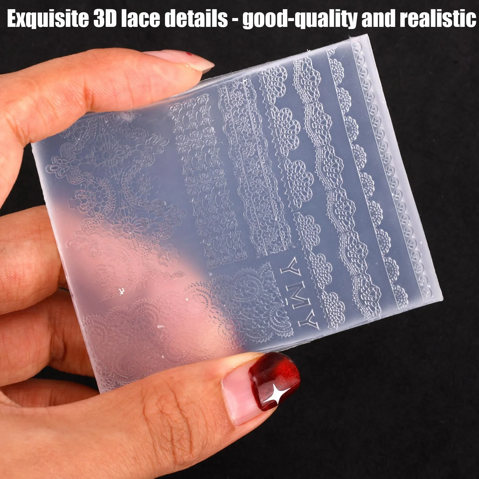 Stampo per Unghie in Pizzo 3D, Stampo in Silicone Ciondoli Unghie Decorazione Manicure Y2K Forniture Fai Da Te for Principianti e Professionisti