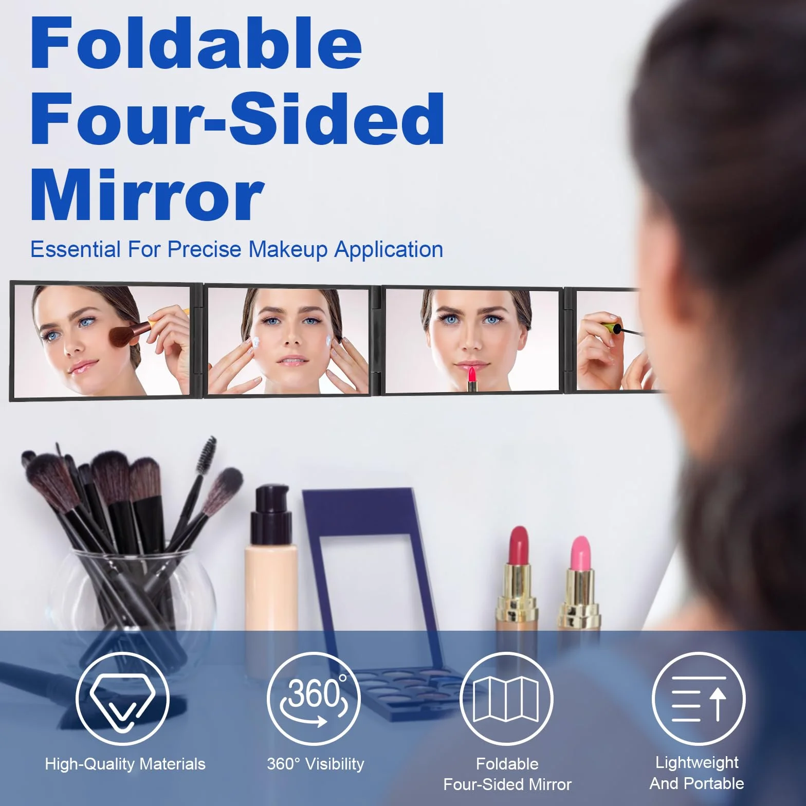 Specchio Pieghevole 360° Portatile per Trucco e Taglio Capelli